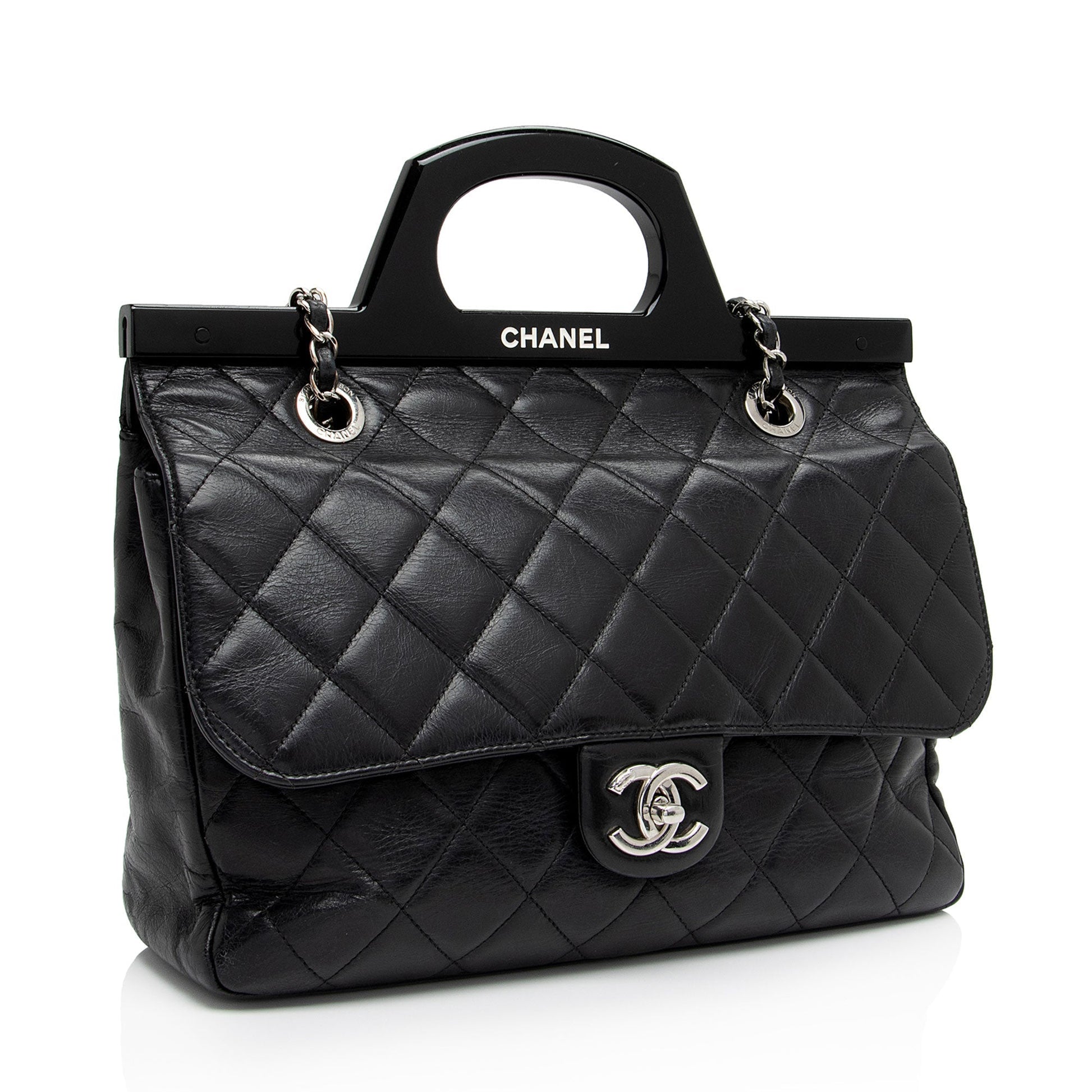 Chanel Glazed Calfskin CC Delivery Shopping SHF-AR0t7R Small Tote Bag