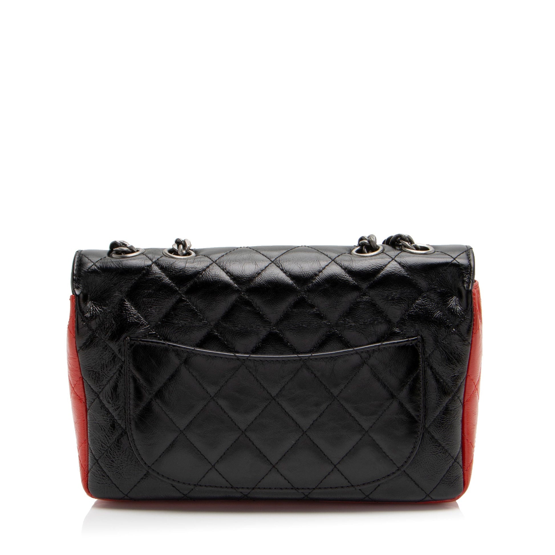 Chanel Glazed Calfskin CC Plate Flap Shoulder Bag