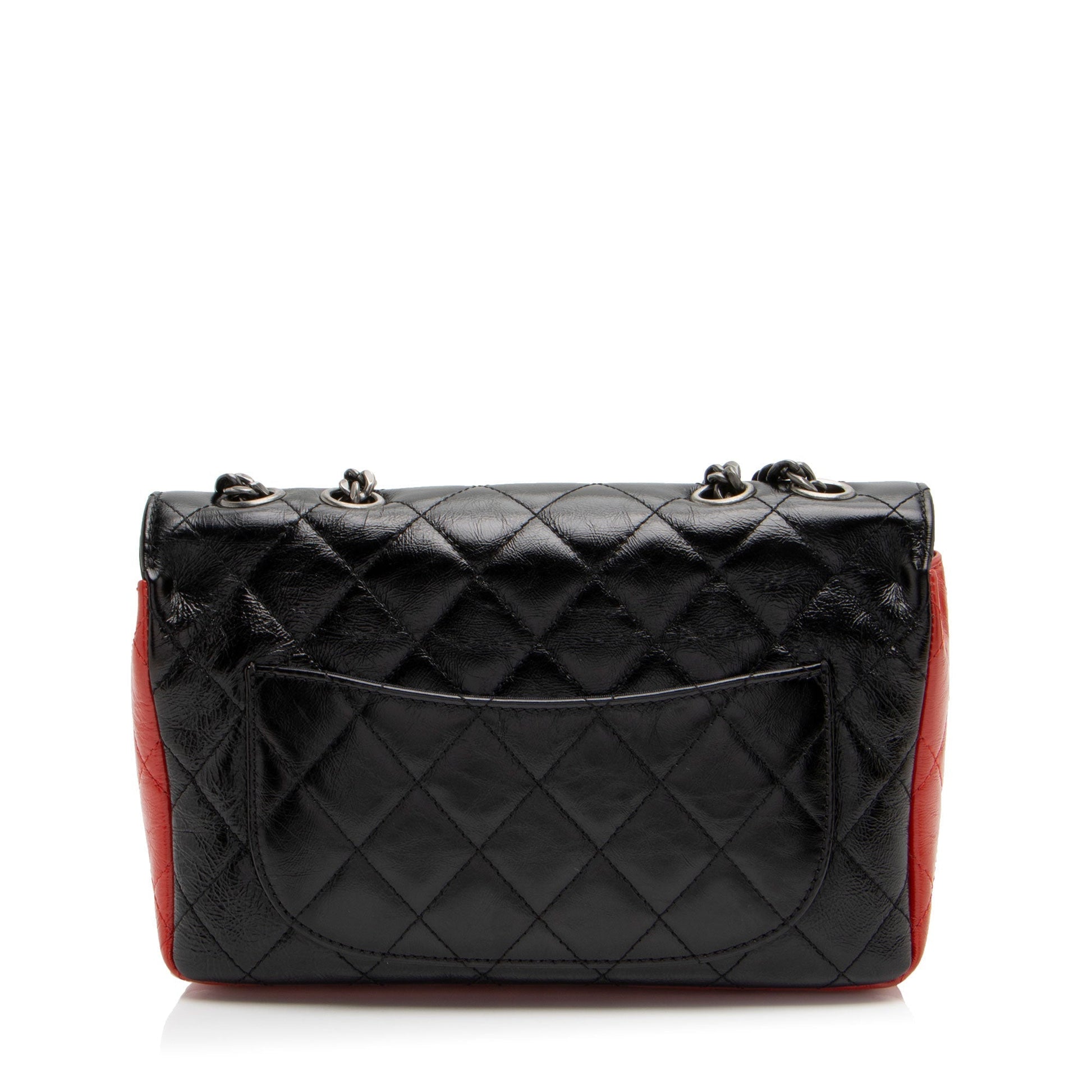 Chanel Glazed Calfskin CC Plate Medium Flap Bag (SHF-5bc3 )