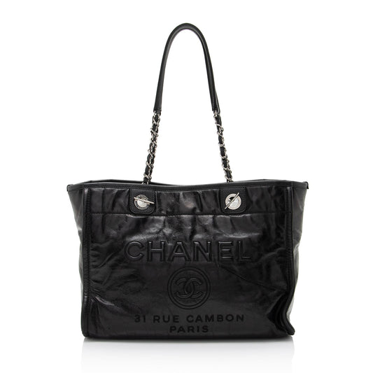 Chanel Glazed Calfskin Deauville SHF-Eal7br Small Tote Bag