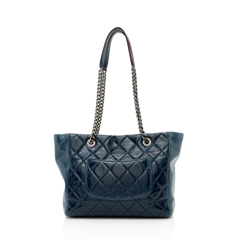 Chanel Glazed Calfskin Duo Color SHF Small Tote Bag
