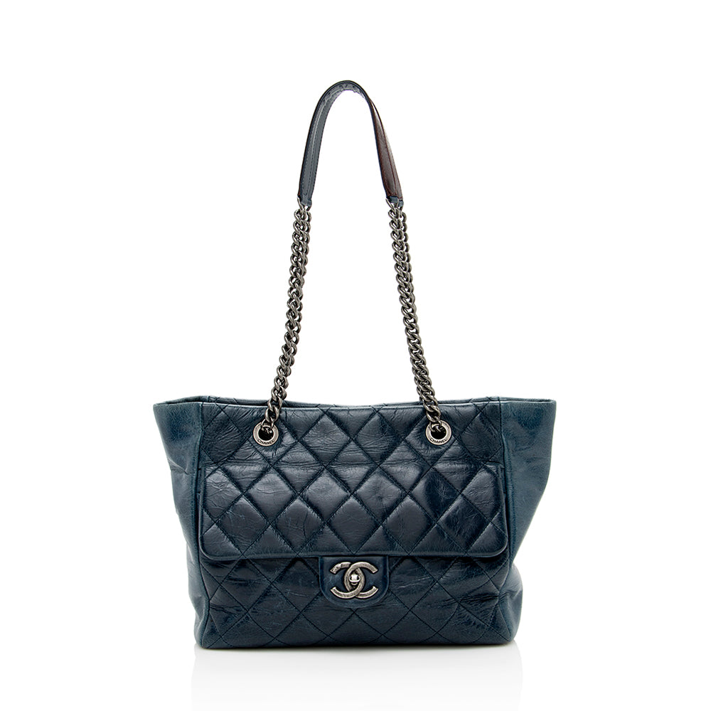 Chanel Glazed Calfskin Duo Color SHF Small Tote Bag