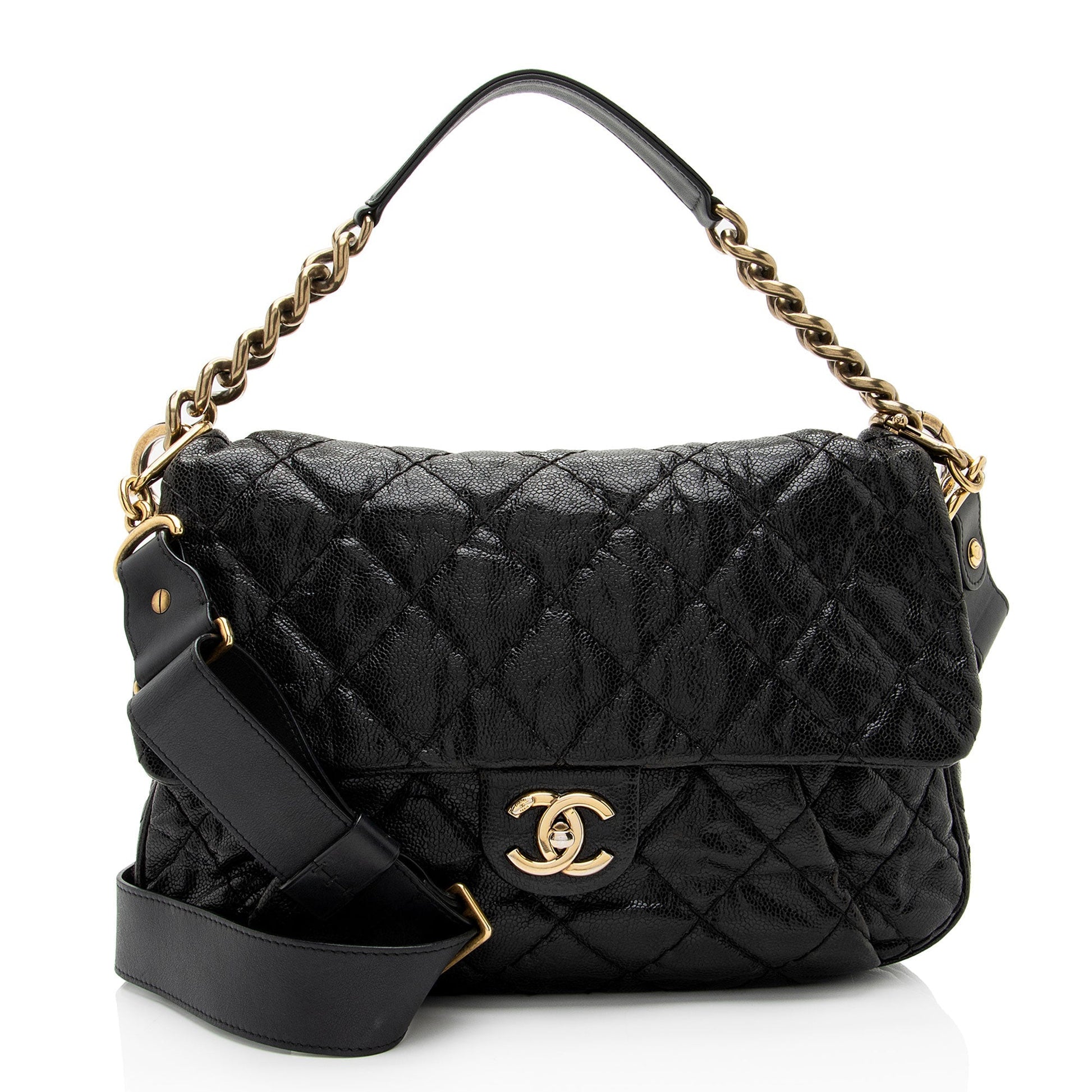 Chanel Glazed Caviar Coco Pleats Messenger SHF-KGhO50 Messenger Bag