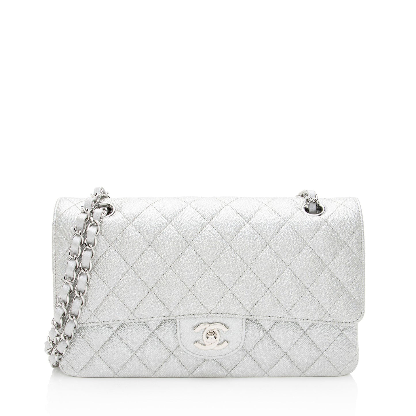 Chanel Glittered ouble Flap Leather Shoulder Bag