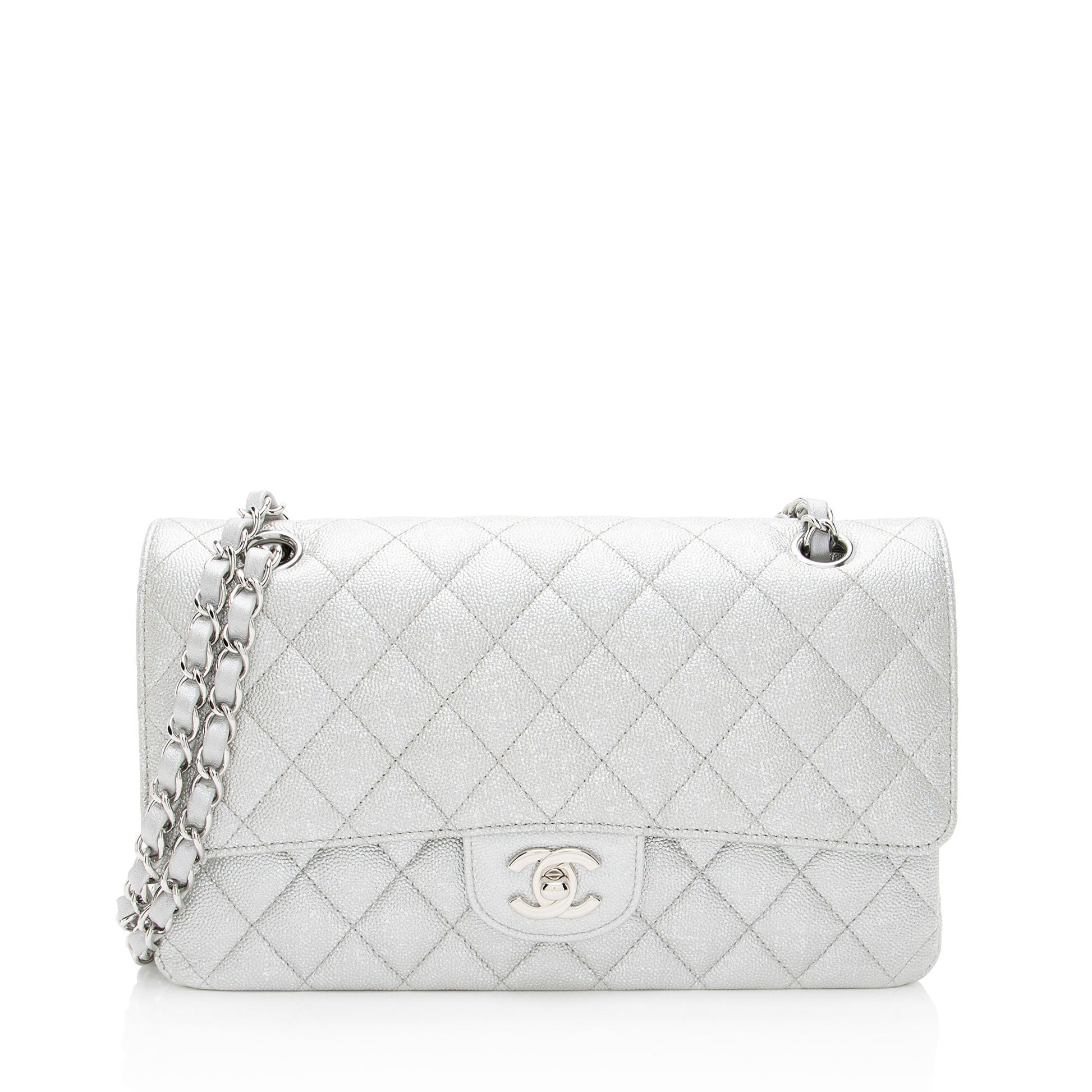 Chanel Glittered ouble Flap Leather Shoulder Bag