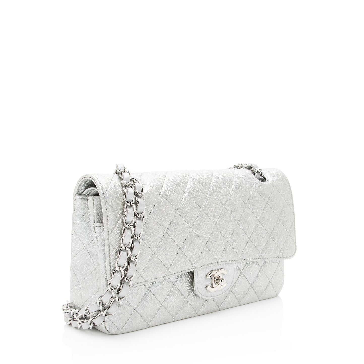 Chanel Glittered ouble Flap Leather Shoulder Bag