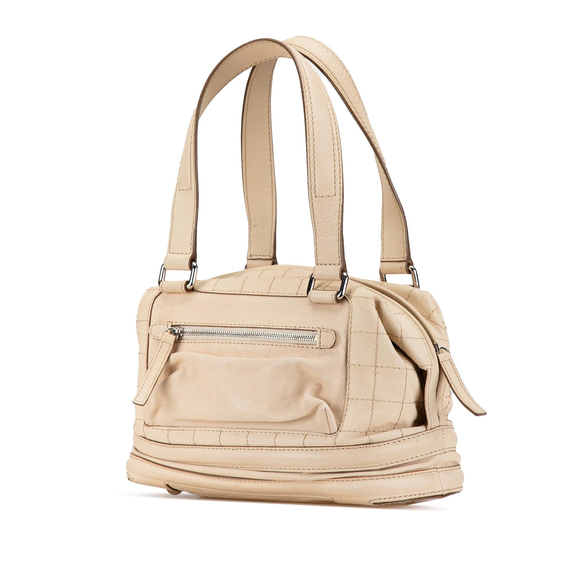 Chanel Goatskin Square Stitch Essential Bowler Handbag