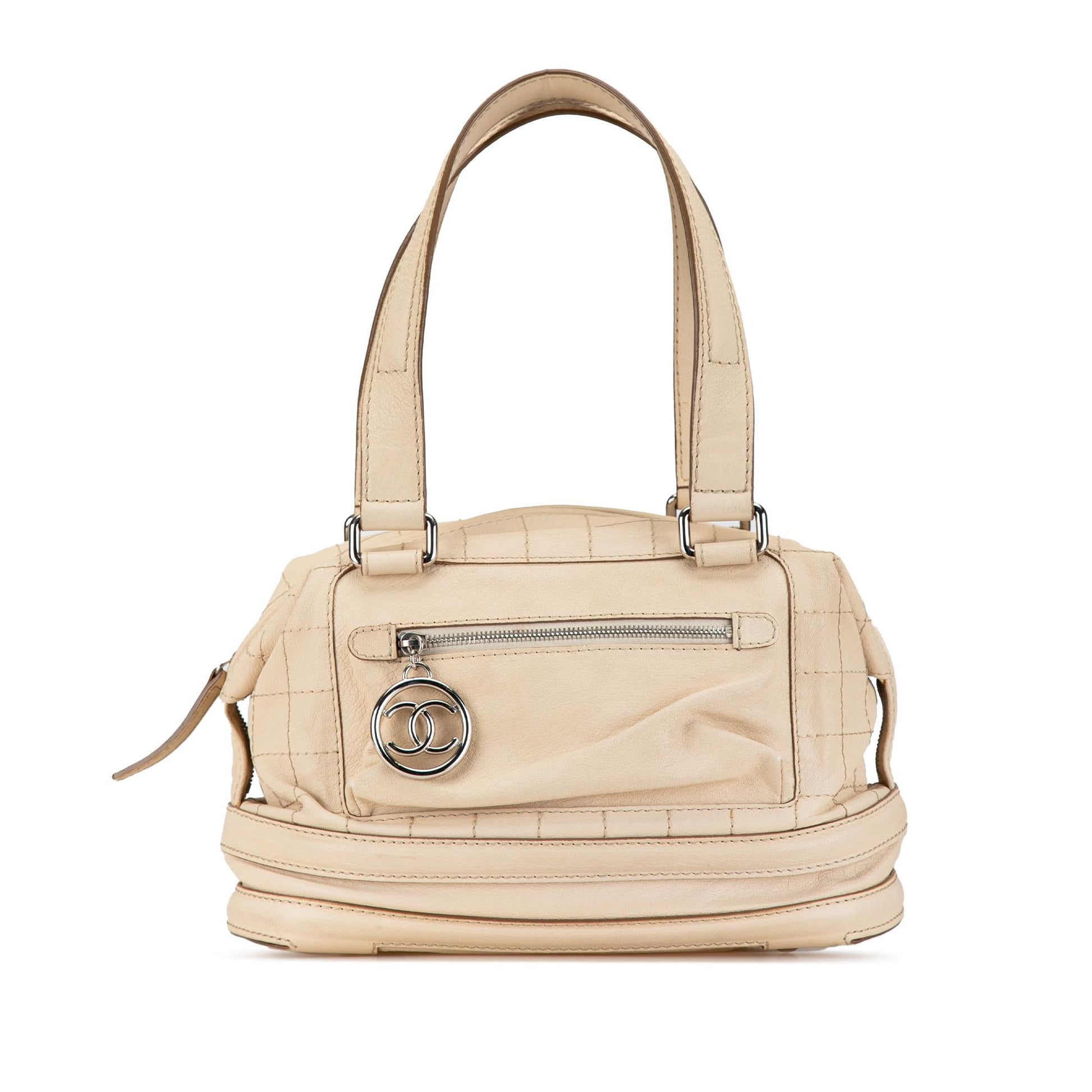 Chanel Goatskin Square Stitch Essential Bowler Handbag