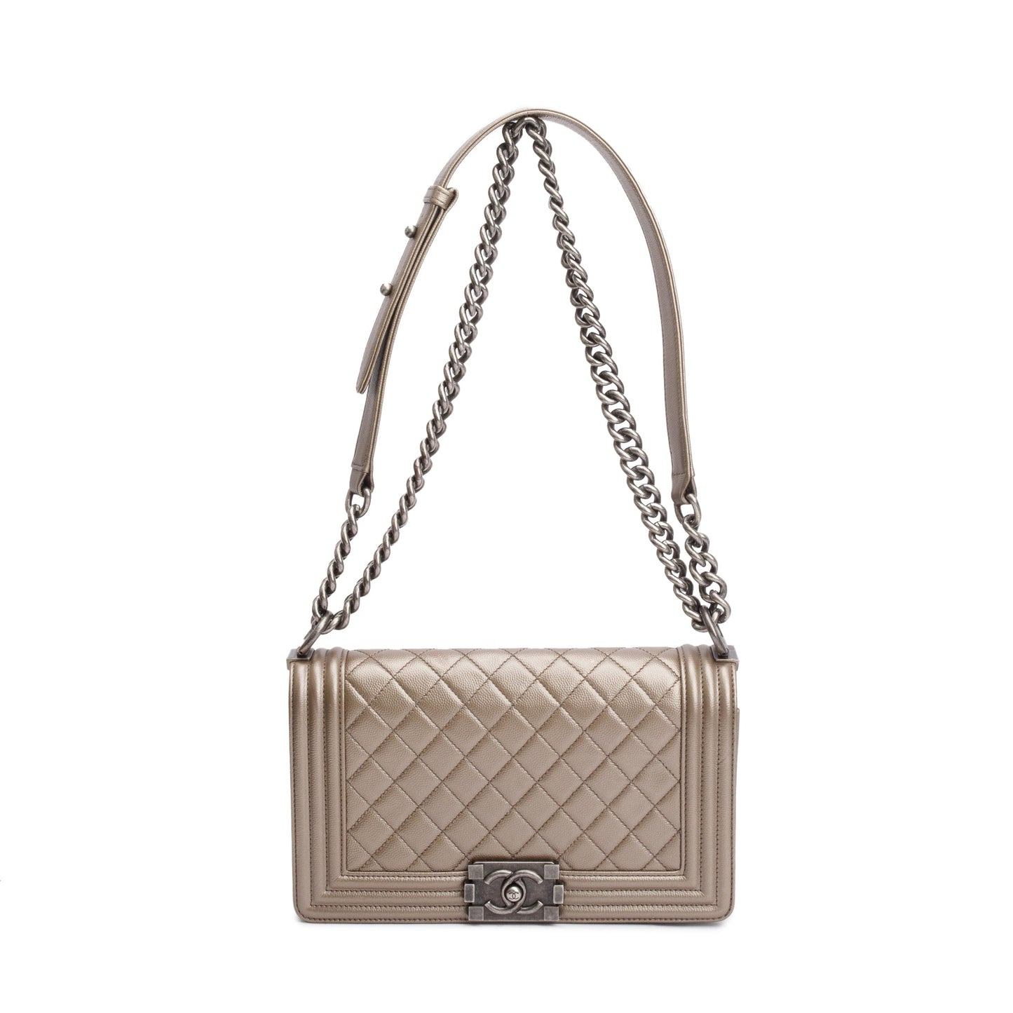 Chanel Gold Leather Travel Bag