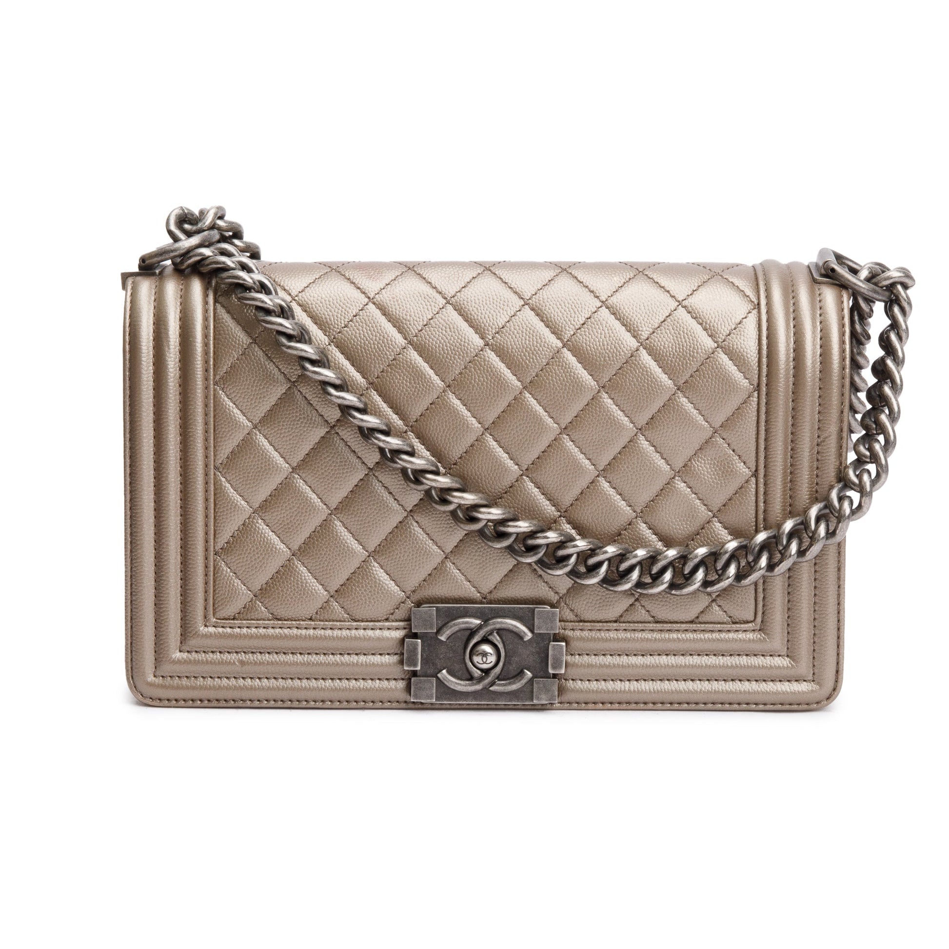 Chanel Gold Leather Travel Bag