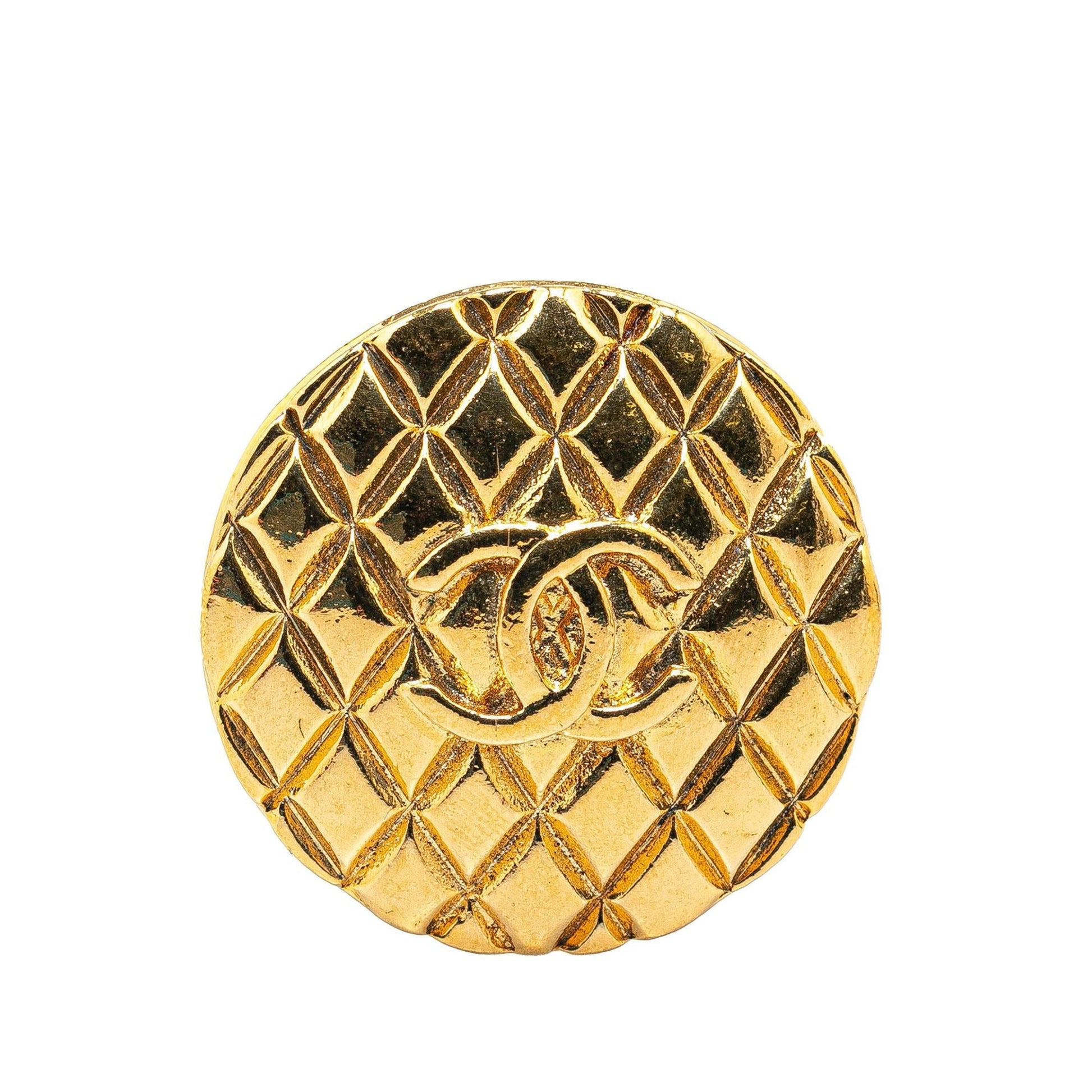 Chanel Plated CC Quilted Brooch Gold Handbag Brooch 1