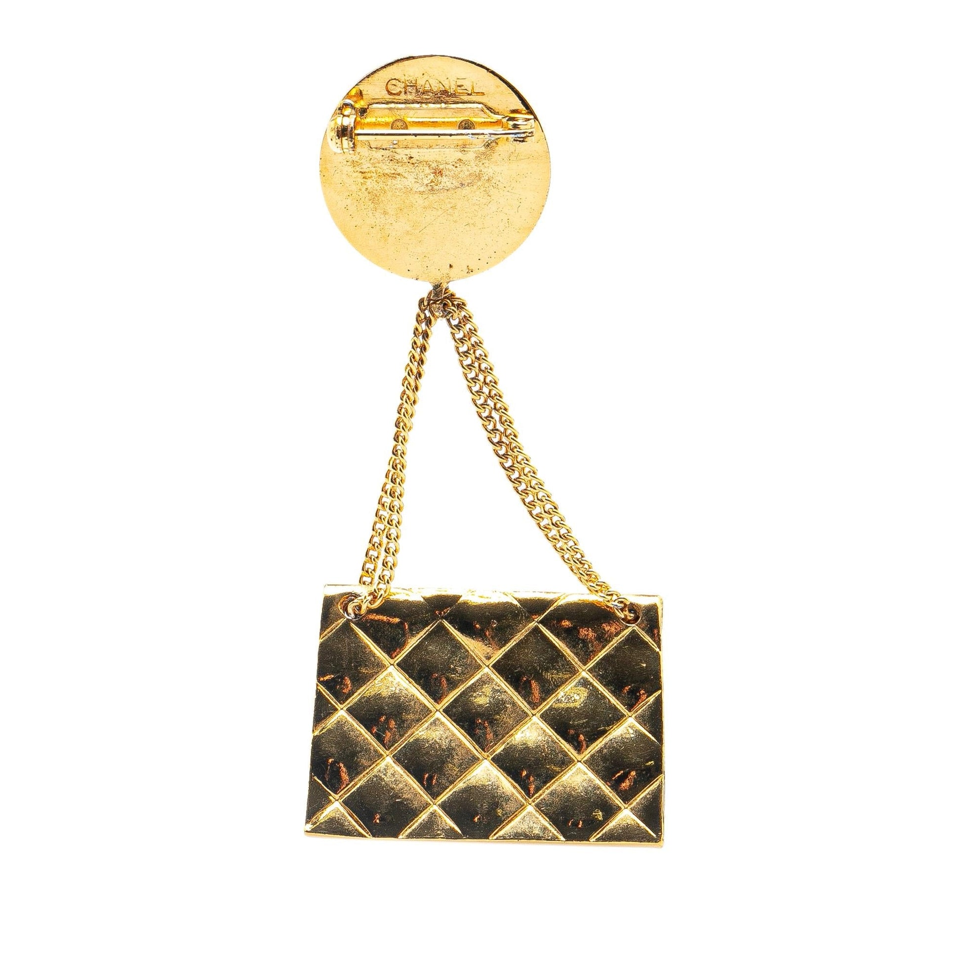 Chanel Plated CC Quilted Flap Brooch Gold Shoulder Bag Brooch 1