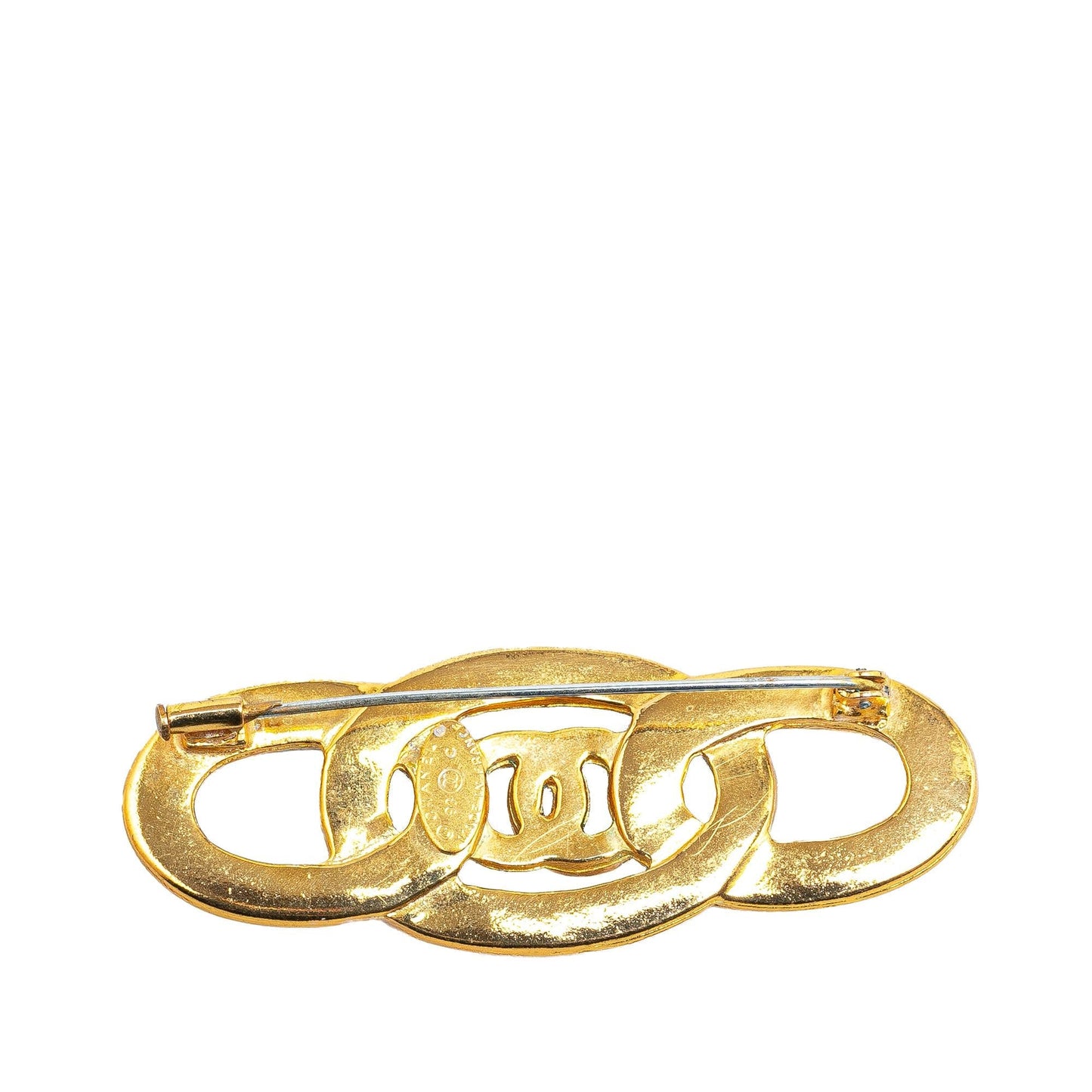 Chanel Plated Enamel CC Brooch Gold Handbag