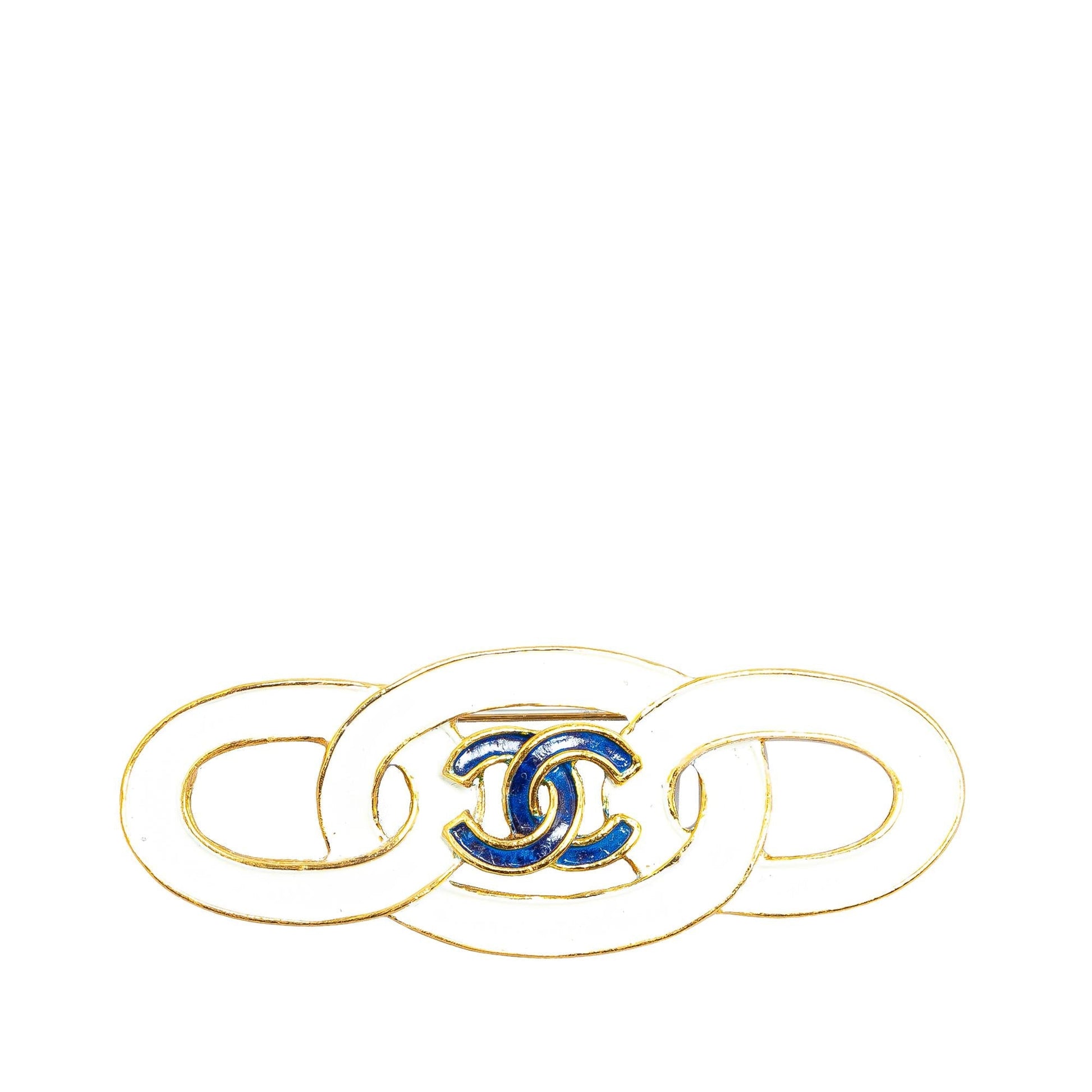 Chanel Plated Enamel CC Brooch Gold Handbag