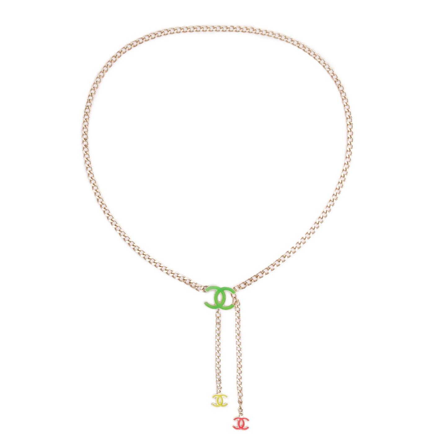 Chanel Plated Enamel CC Logo Waist Gold Belt