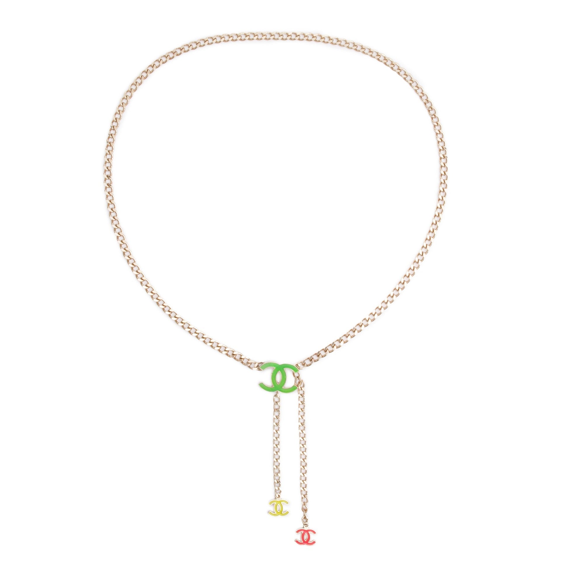 Chanel Plated Enamel CC Logo Waist Gold Belt