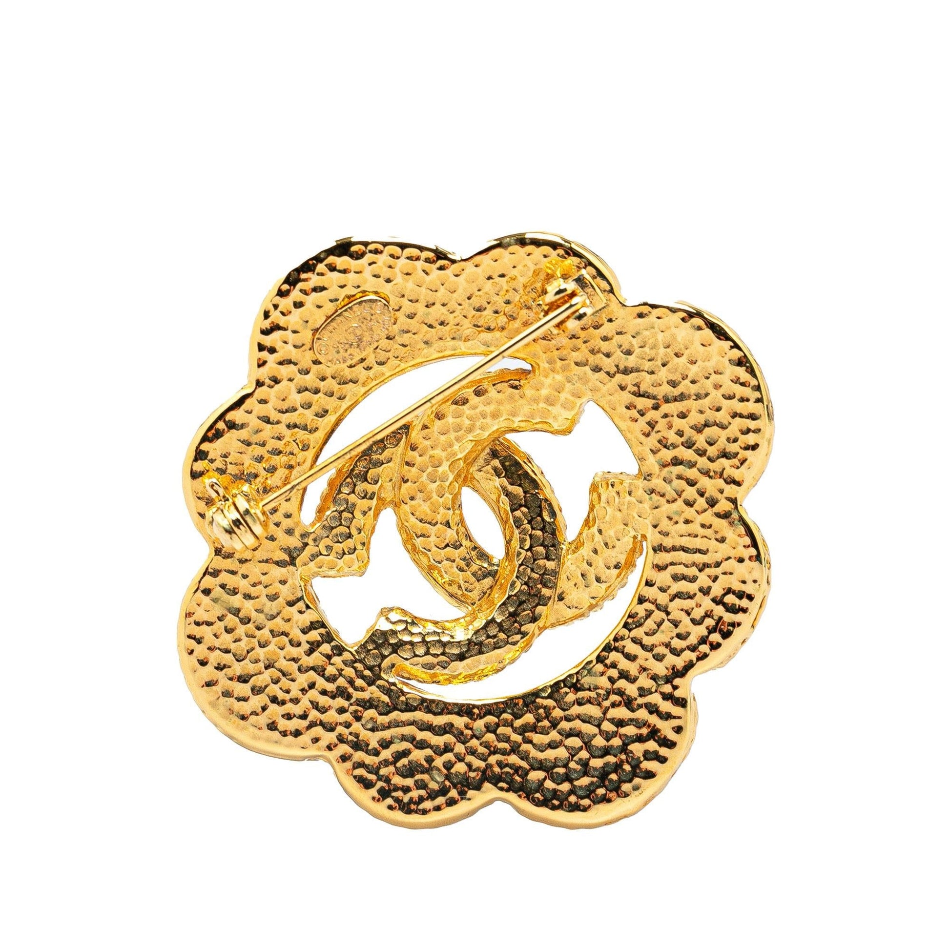 Chanel Plated Faux Pearl CC Brooch Gold Handbag