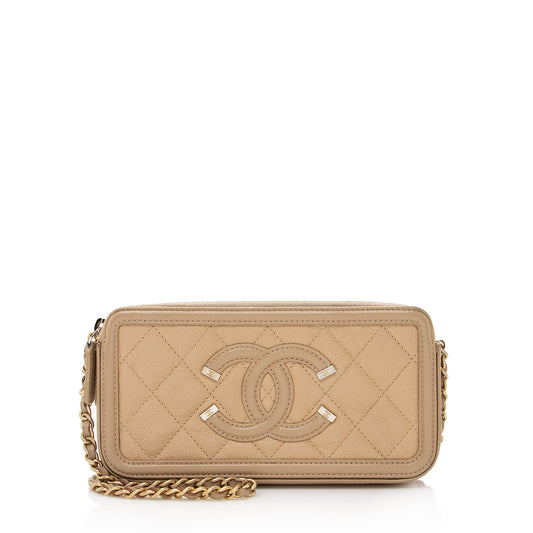 Chanel Grained Calfskin CC Filigree SHF Clutch Bag