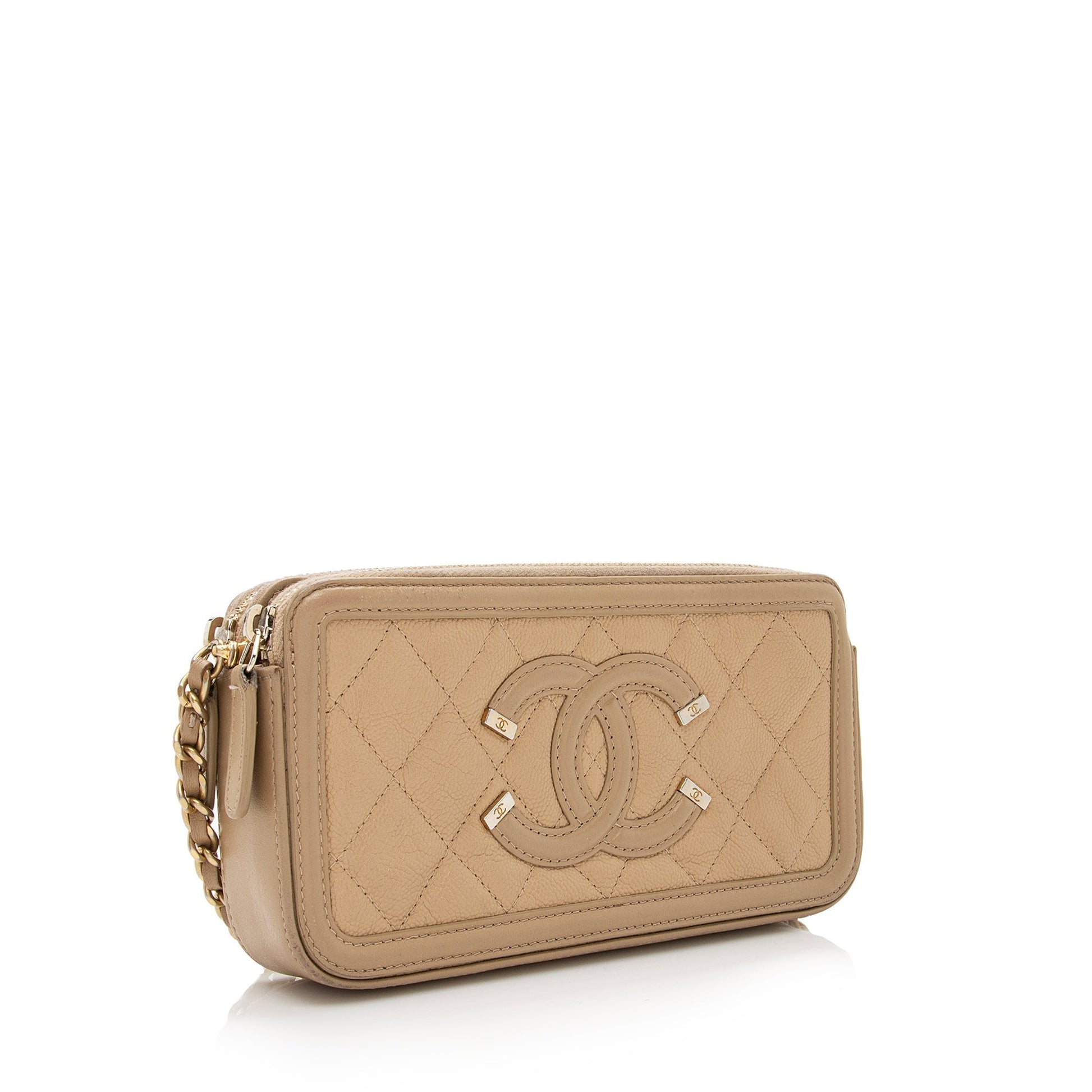 Chanel Grained Calfskin CC Filigree SHF Clutch Bag