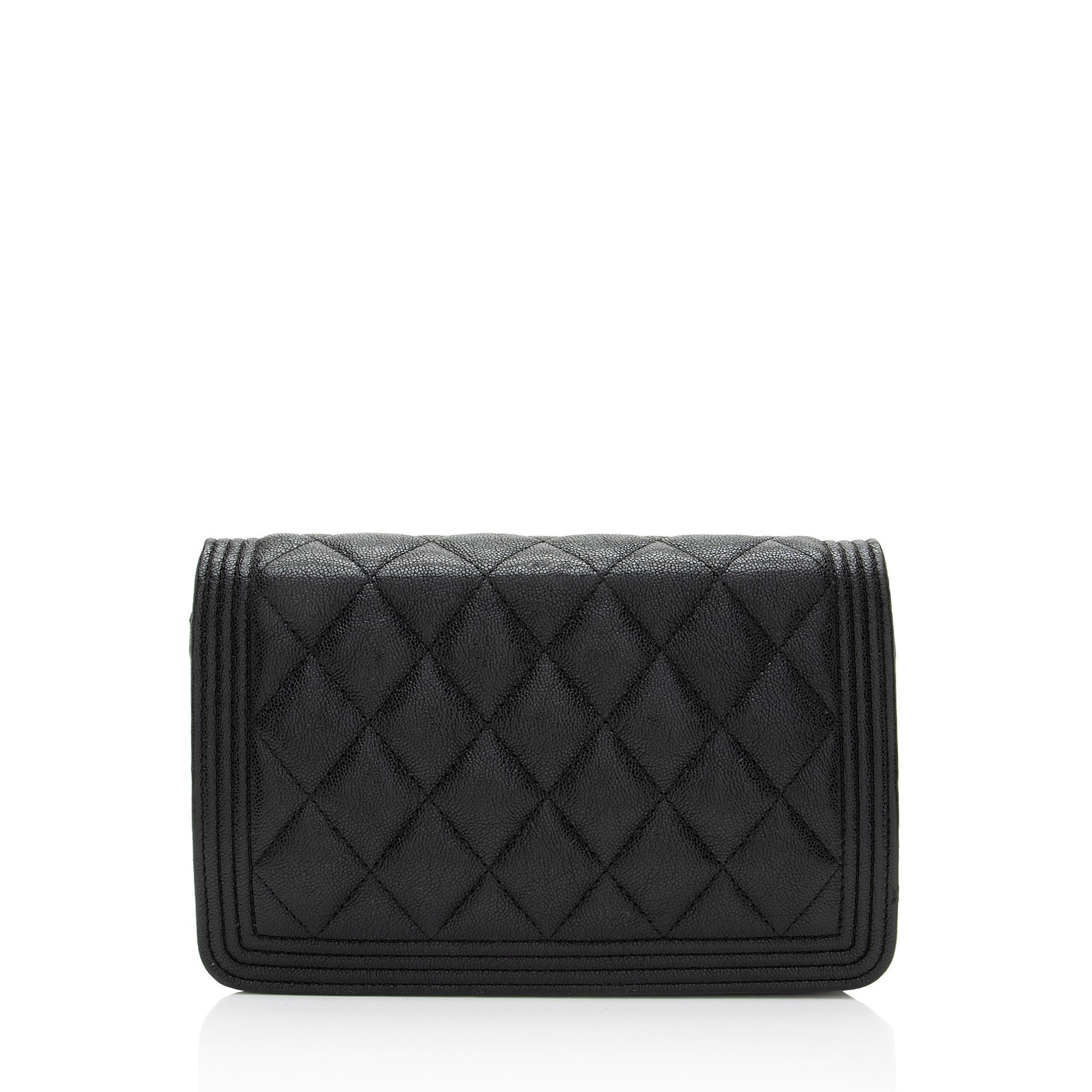 Chanel Grained Shiny Calfskin Boy on Wallet Case