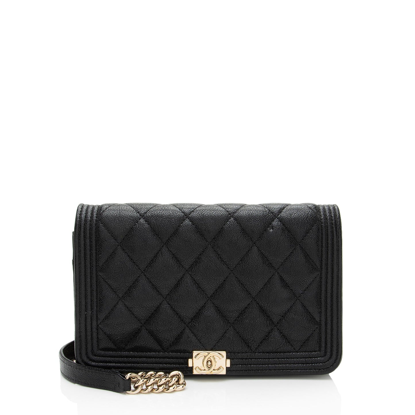 Chanel Grained Shiny Calfskin Boy on Wallet Case