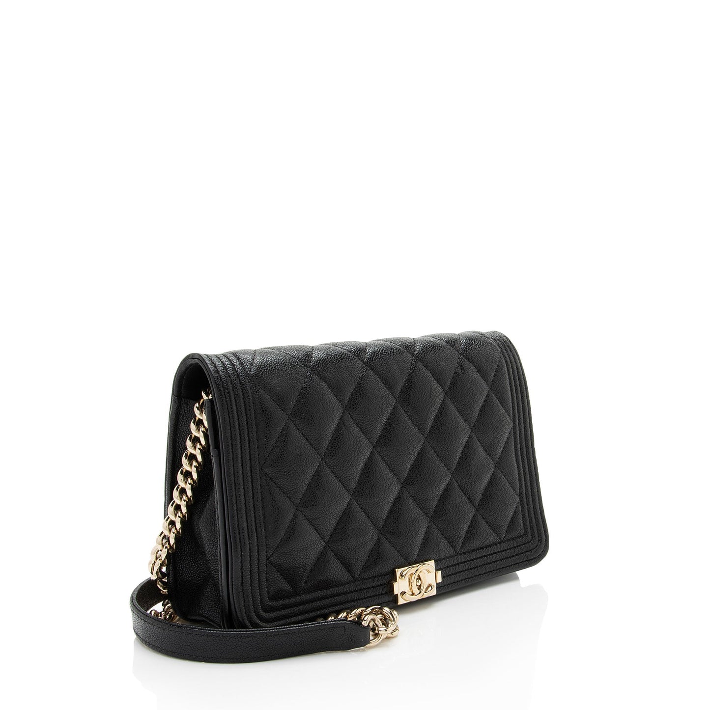 Chanel Grained Shiny Calfskin Boy on Wallet Case