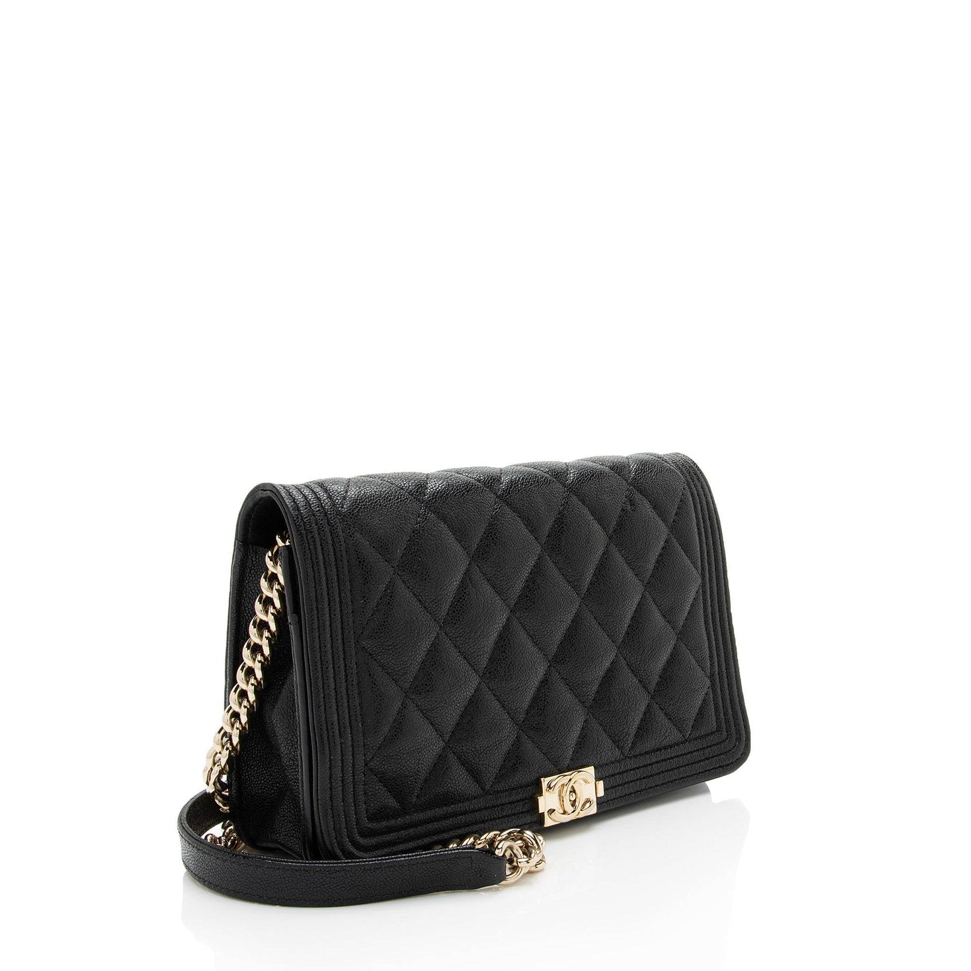 Chanel Grained Shiny Calfskin Boy on Wallet Case