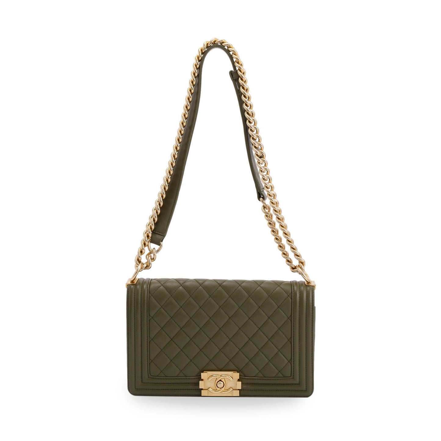 Chanel Boy Lambskin Green Travel Bag