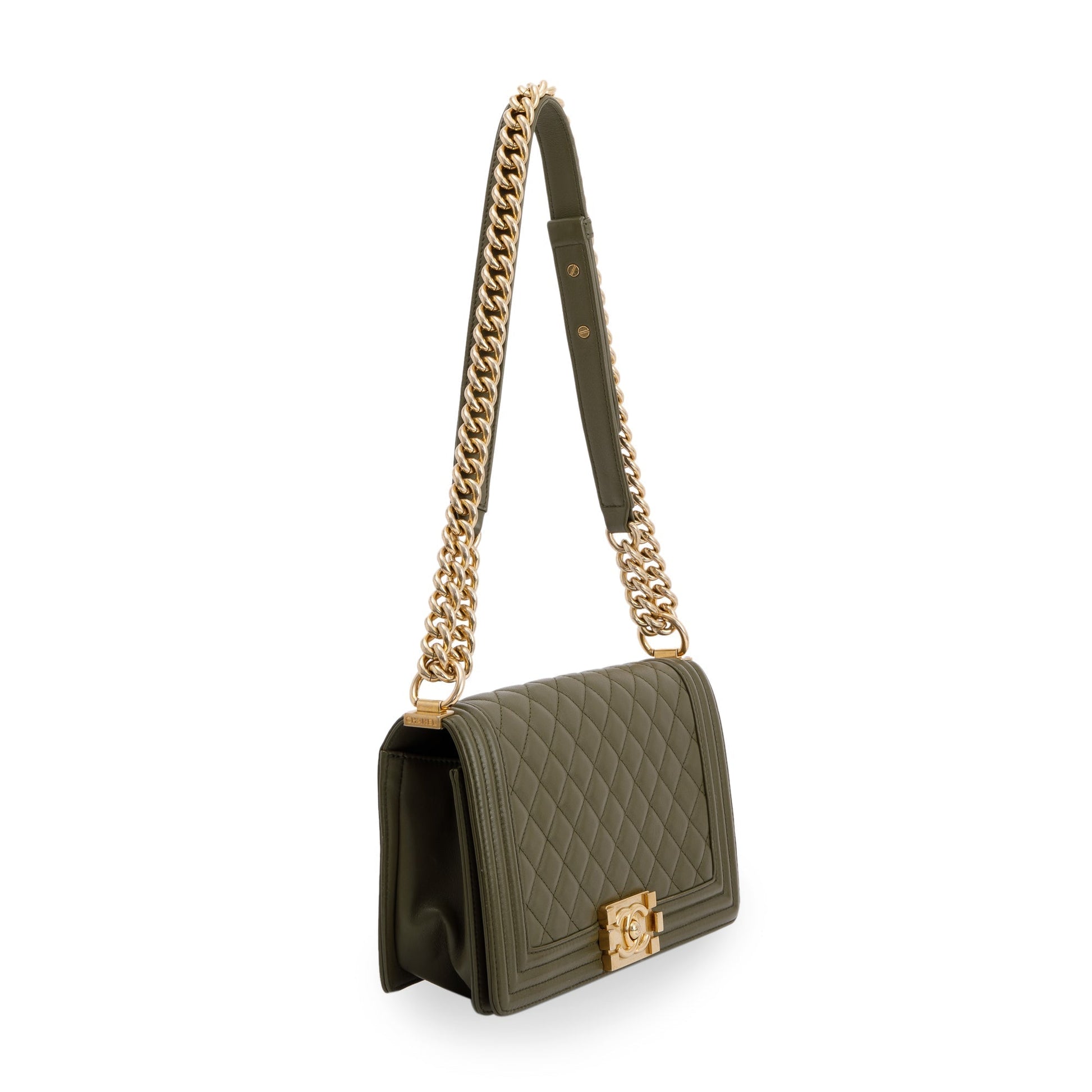 Chanel Boy Lambskin Green Travel Bag