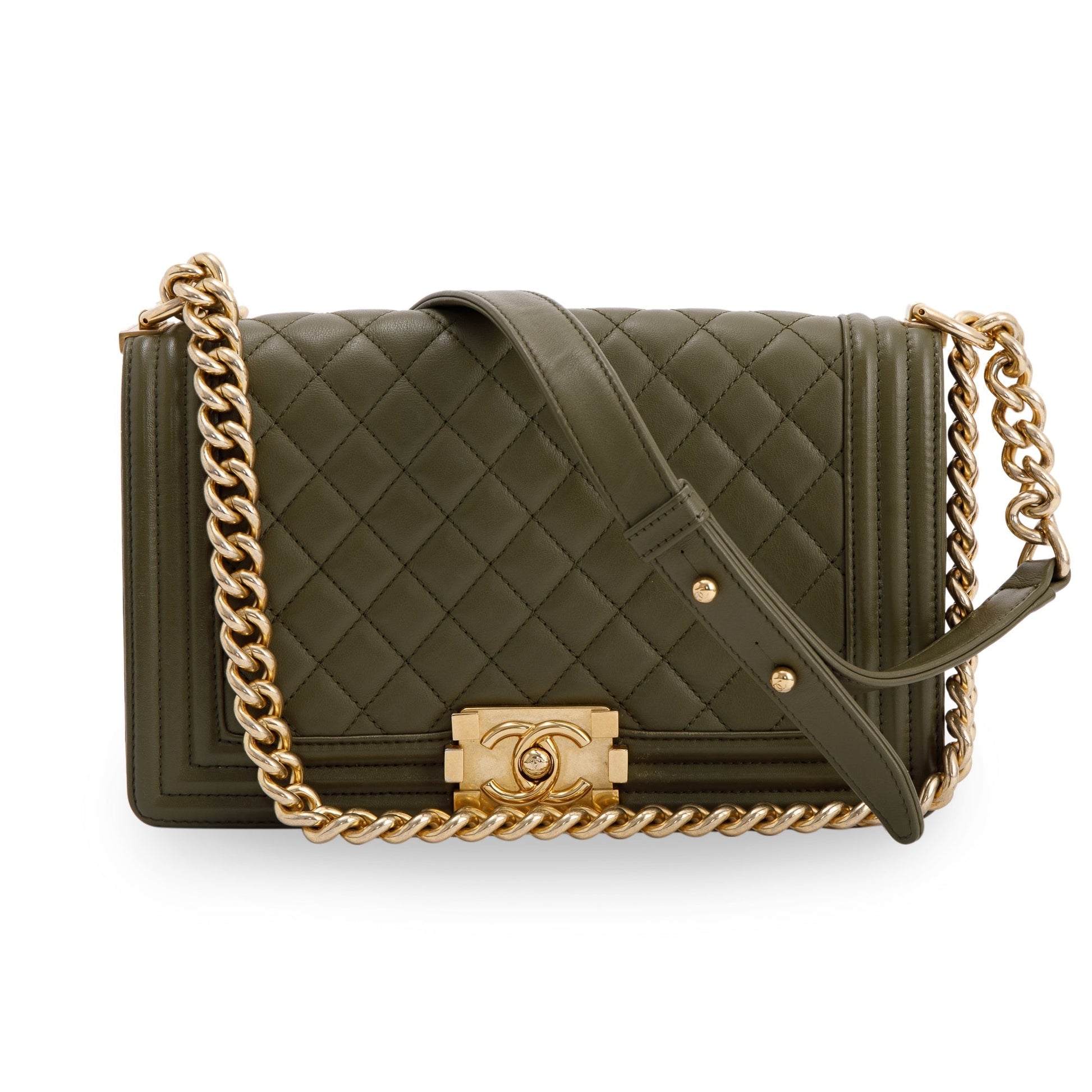 Chanel Boy Lambskin Green Travel Bag