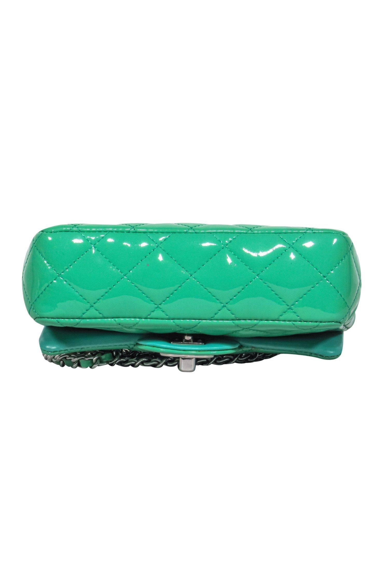 Chanel - Green Patent Leather Quilted Mini Crossbody