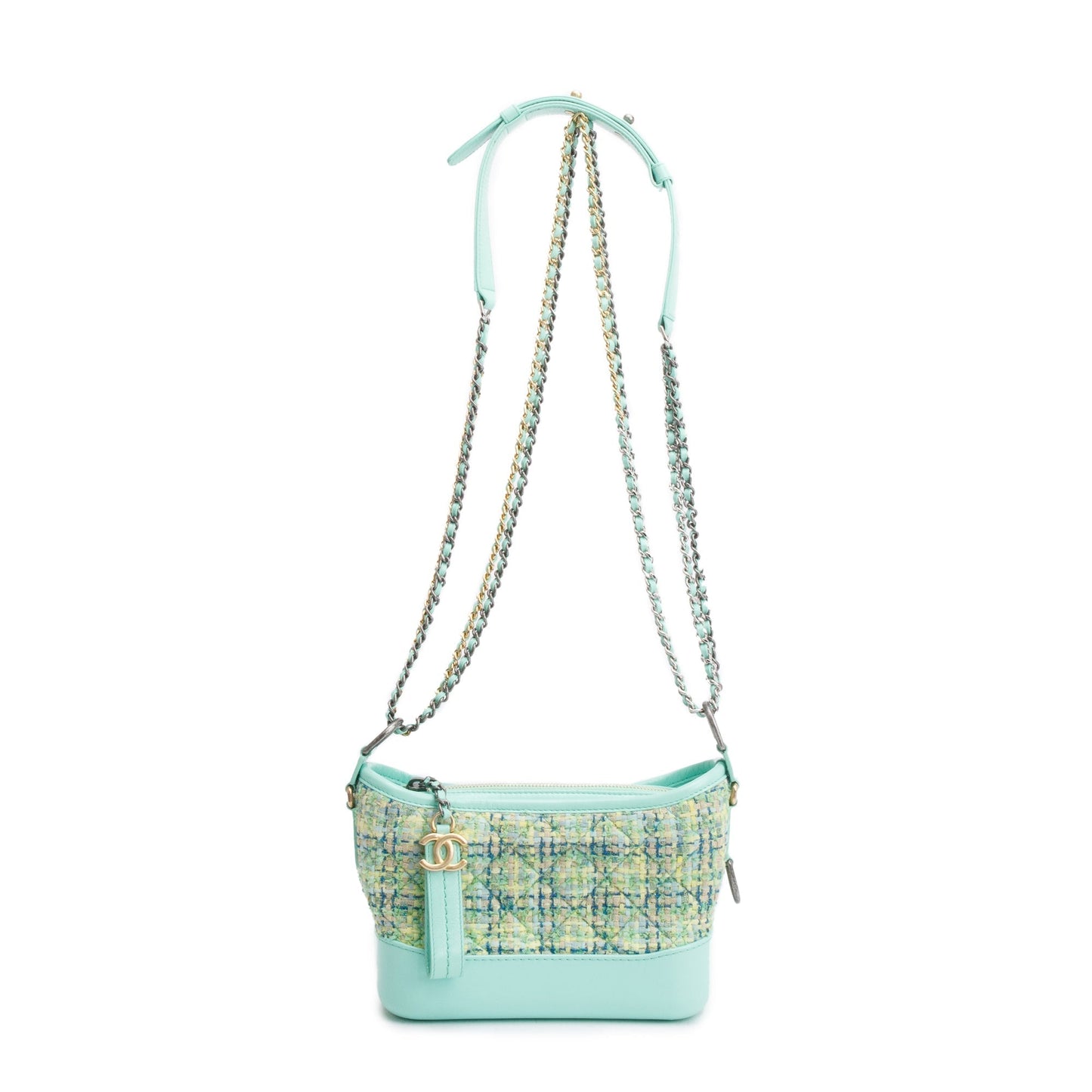 Chanel Tweed Gabrielle Hobo Leather Calfskin Green Travel Bag