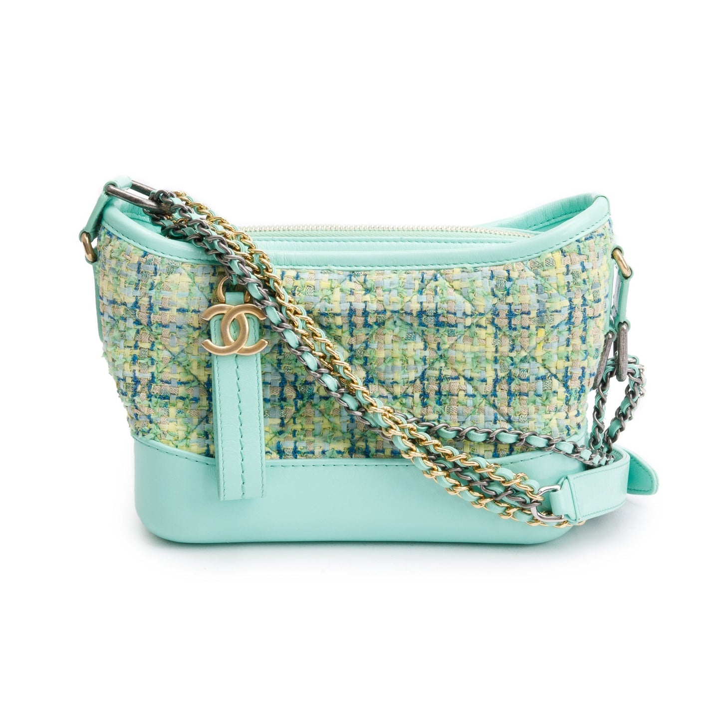 Chanel Tweed Gabrielle Hobo Leather Calfskin Green Travel Bag