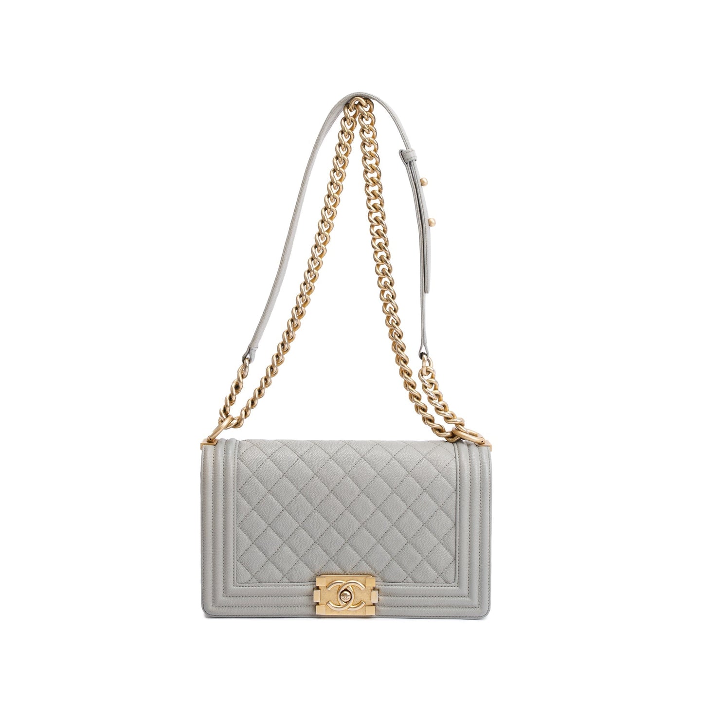 Chanel Caviar Boy Leather Grey Travel Bag
