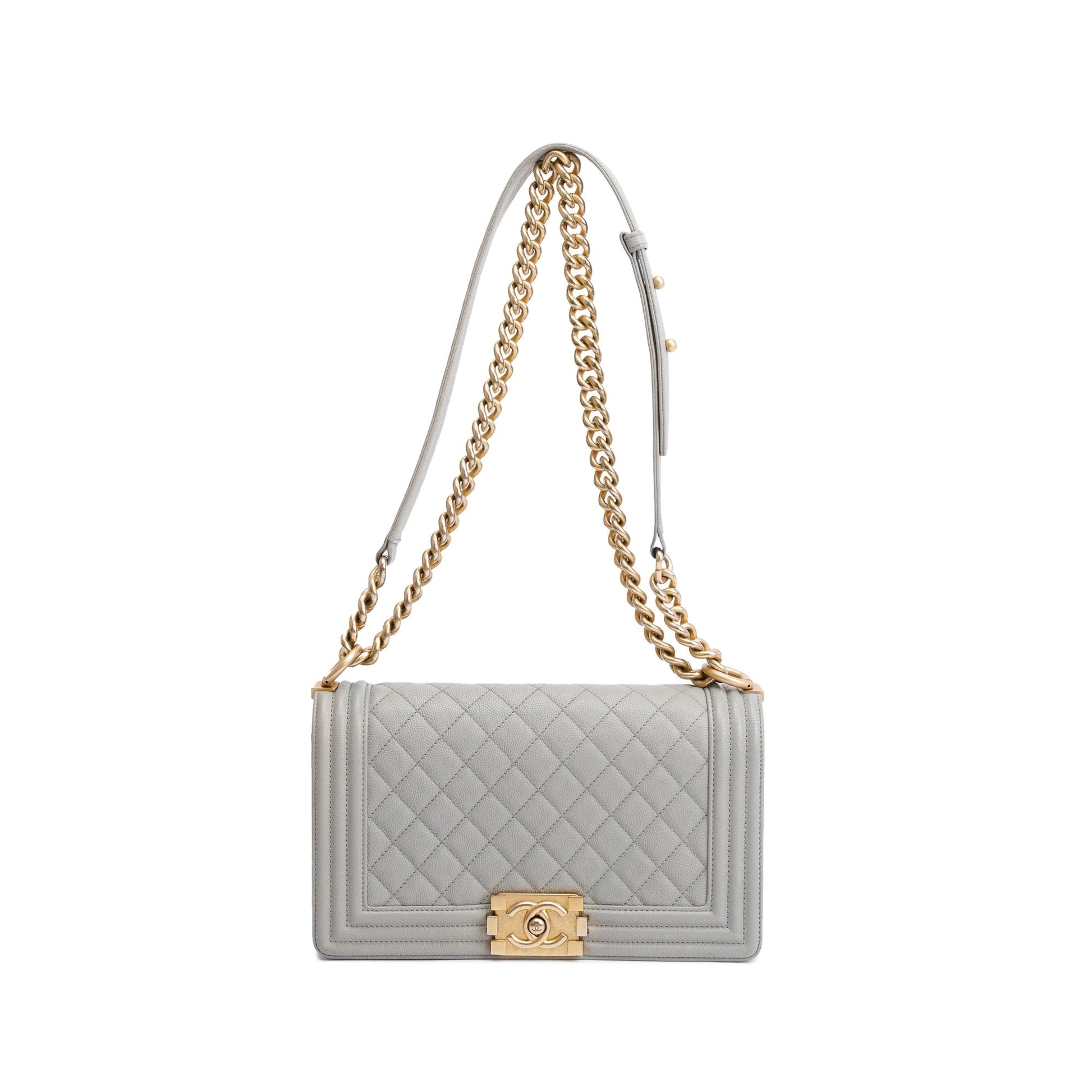 Chanel Caviar Boy Leather Grey Travel Bag