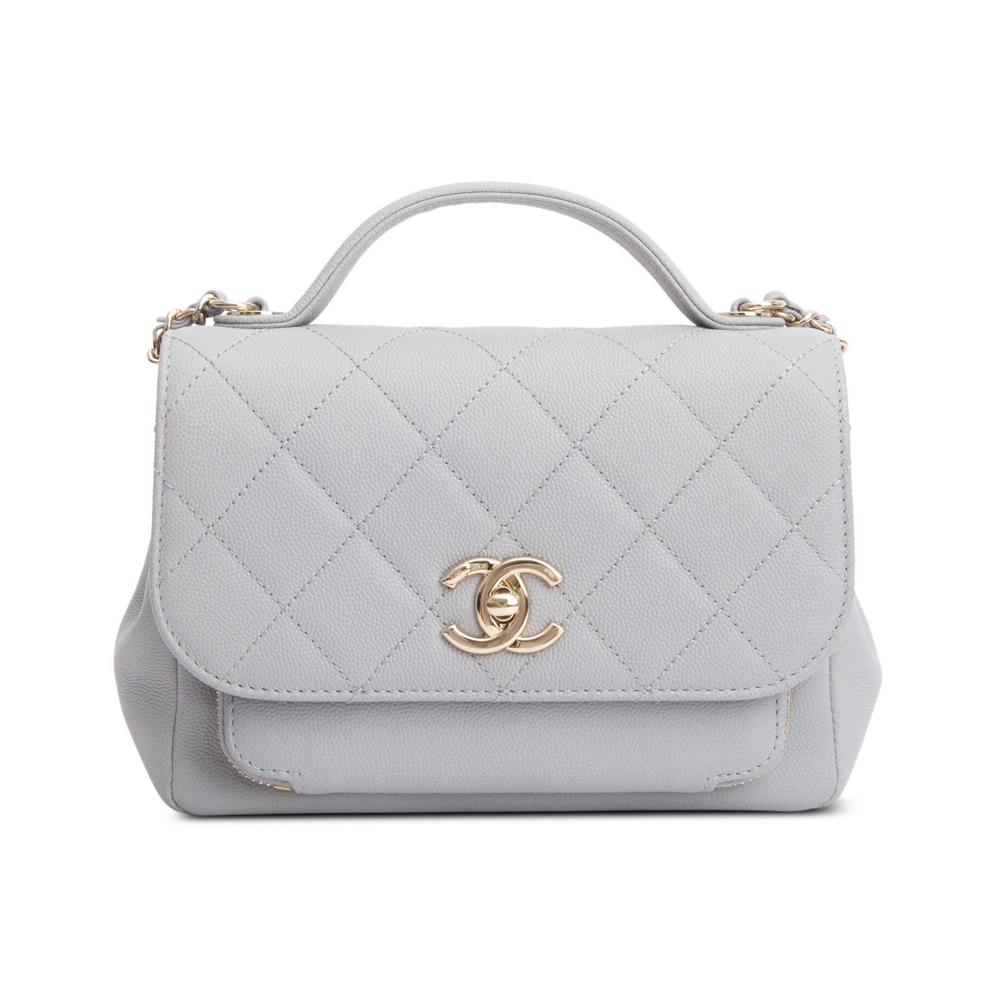 Chanel Caviar Business Affinity Flap Leather Grey Travel Bag