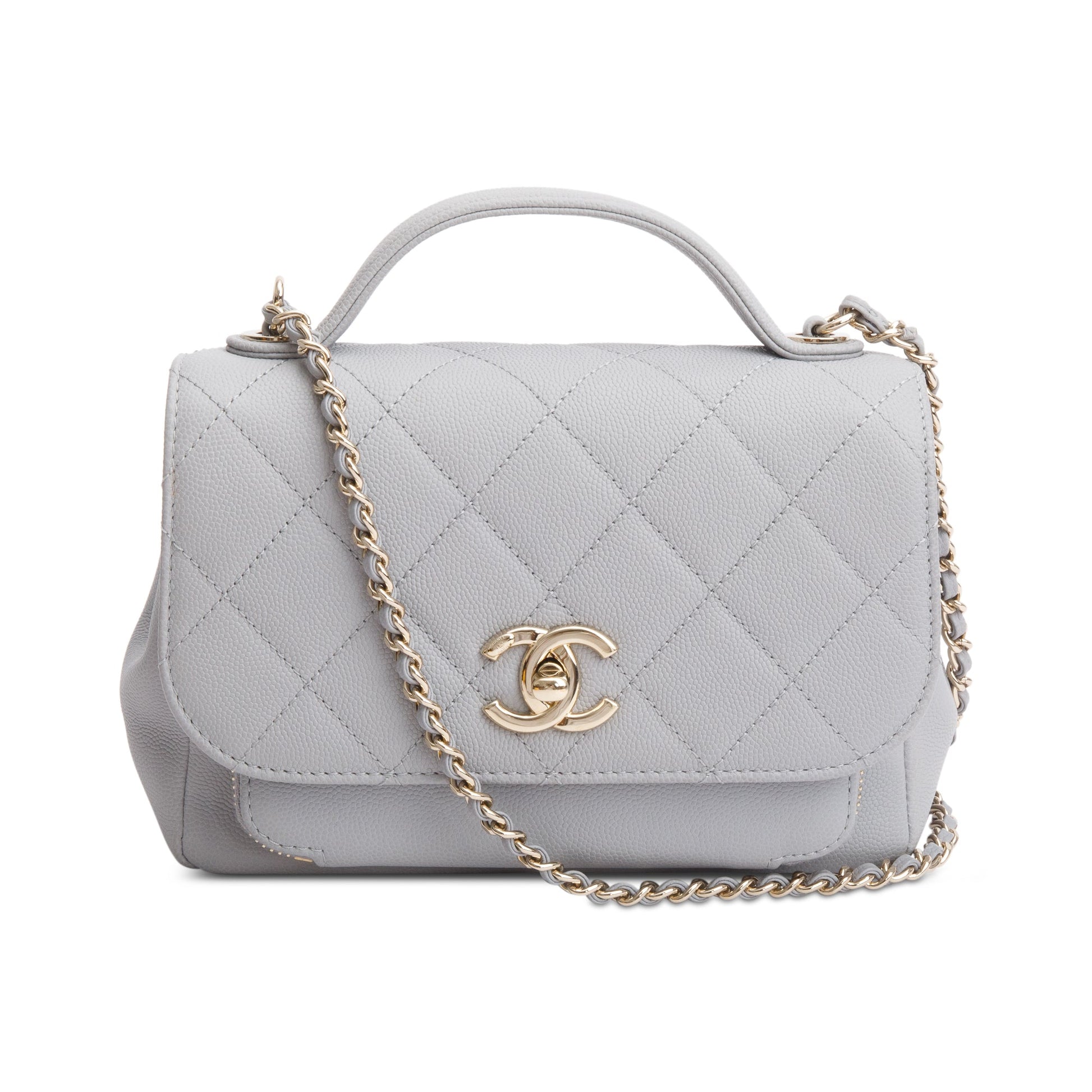 Chanel Caviar Business Affinity Flap Leather Grey Travel Bag