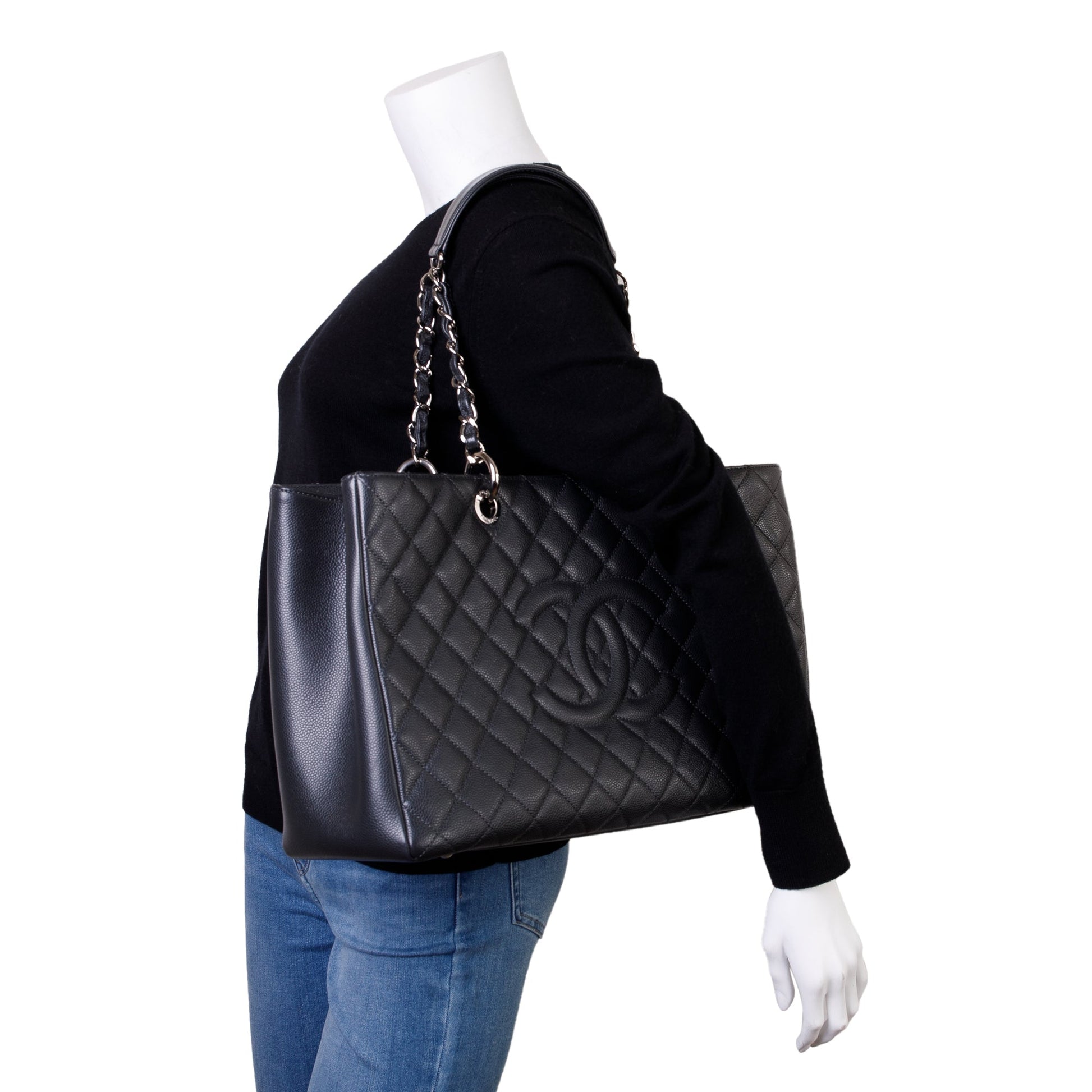Chanel Caviar XL Grand Shopping GST Leather Grey Travel Bag