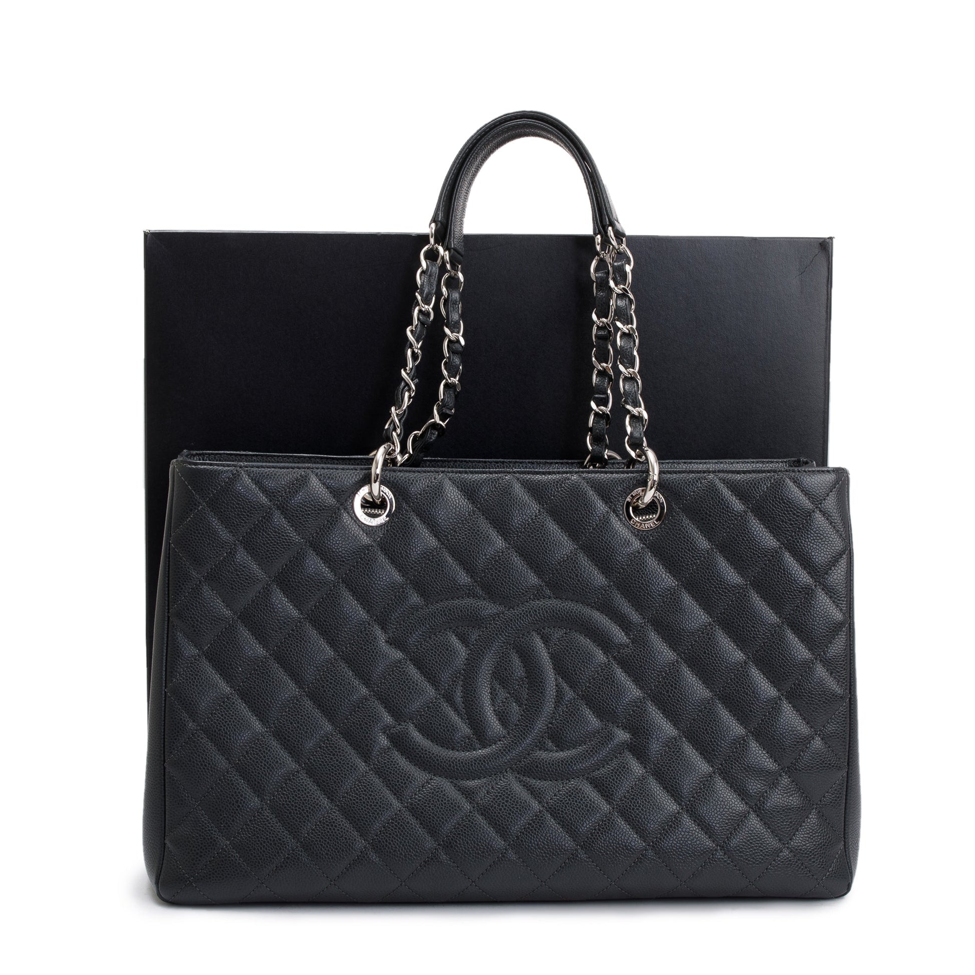 Chanel Caviar XL Grand Shopping GST Leather Grey Travel Bag