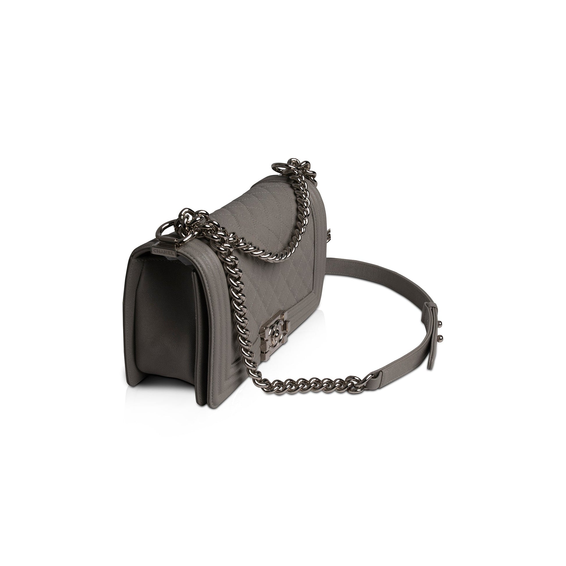 Chanel Caviar Boy Grey Travel Bag