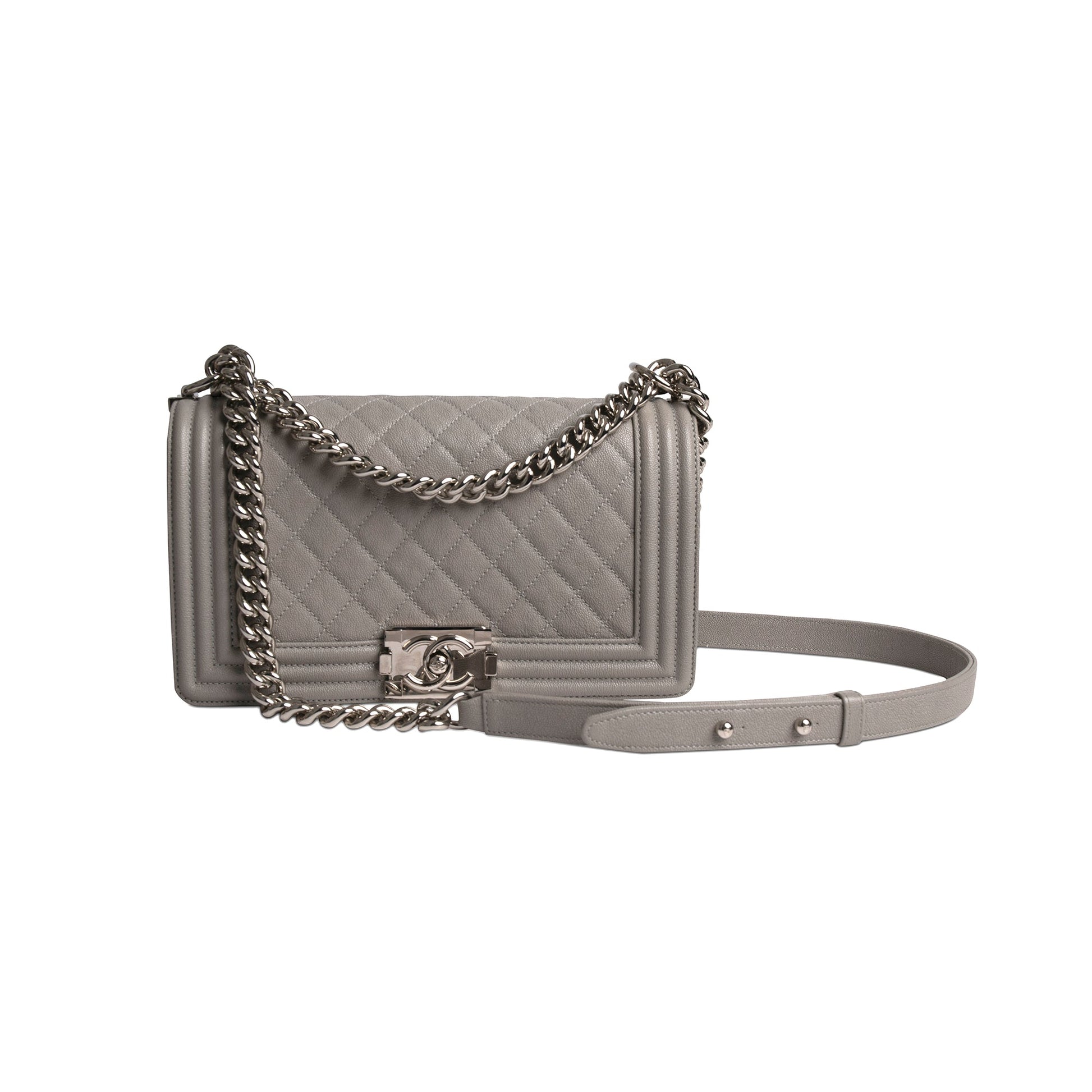 Chanel Caviar Boy Grey Travel Bag
