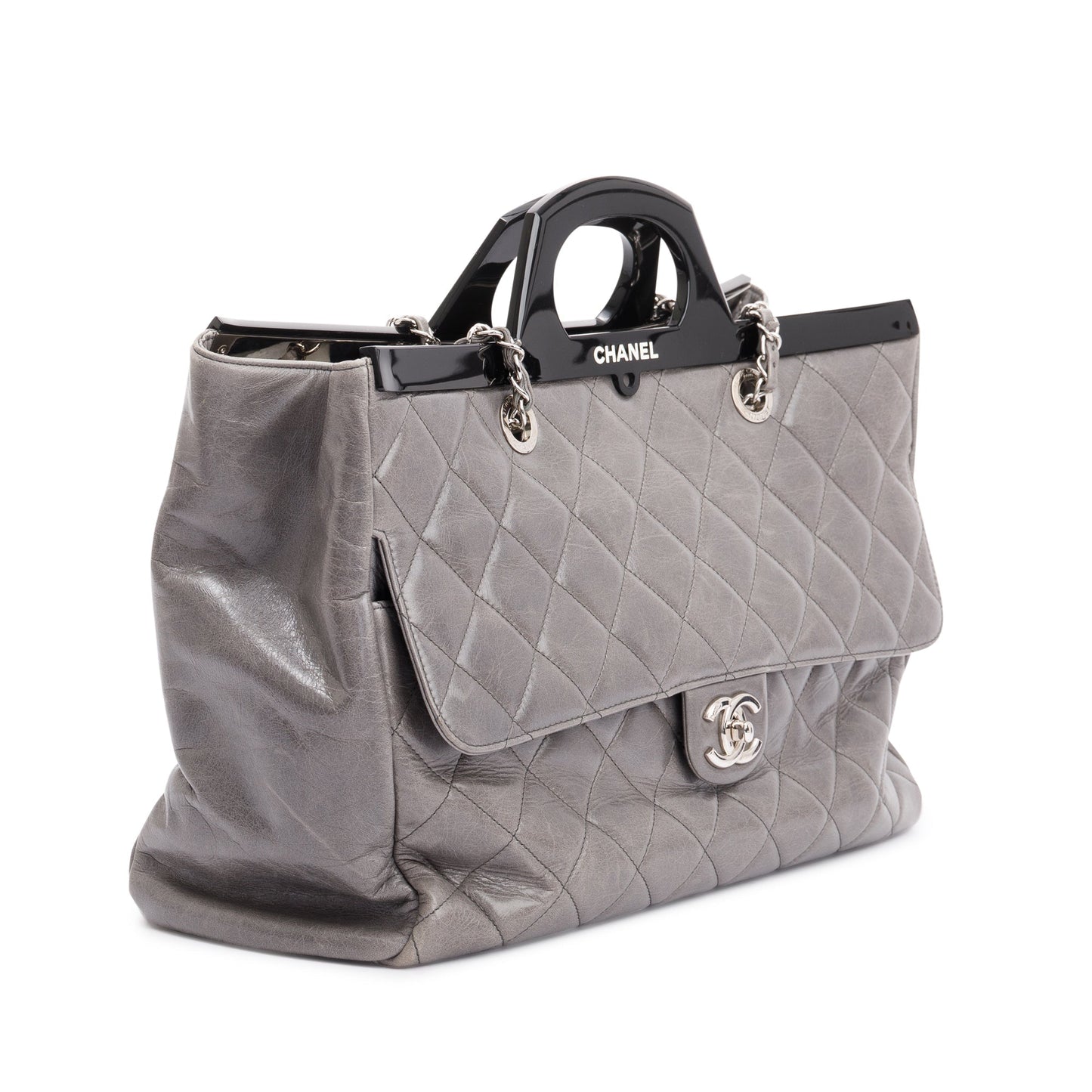 Chanel Glazed CC Delivery Leather Calfskin Grey Travel Bag