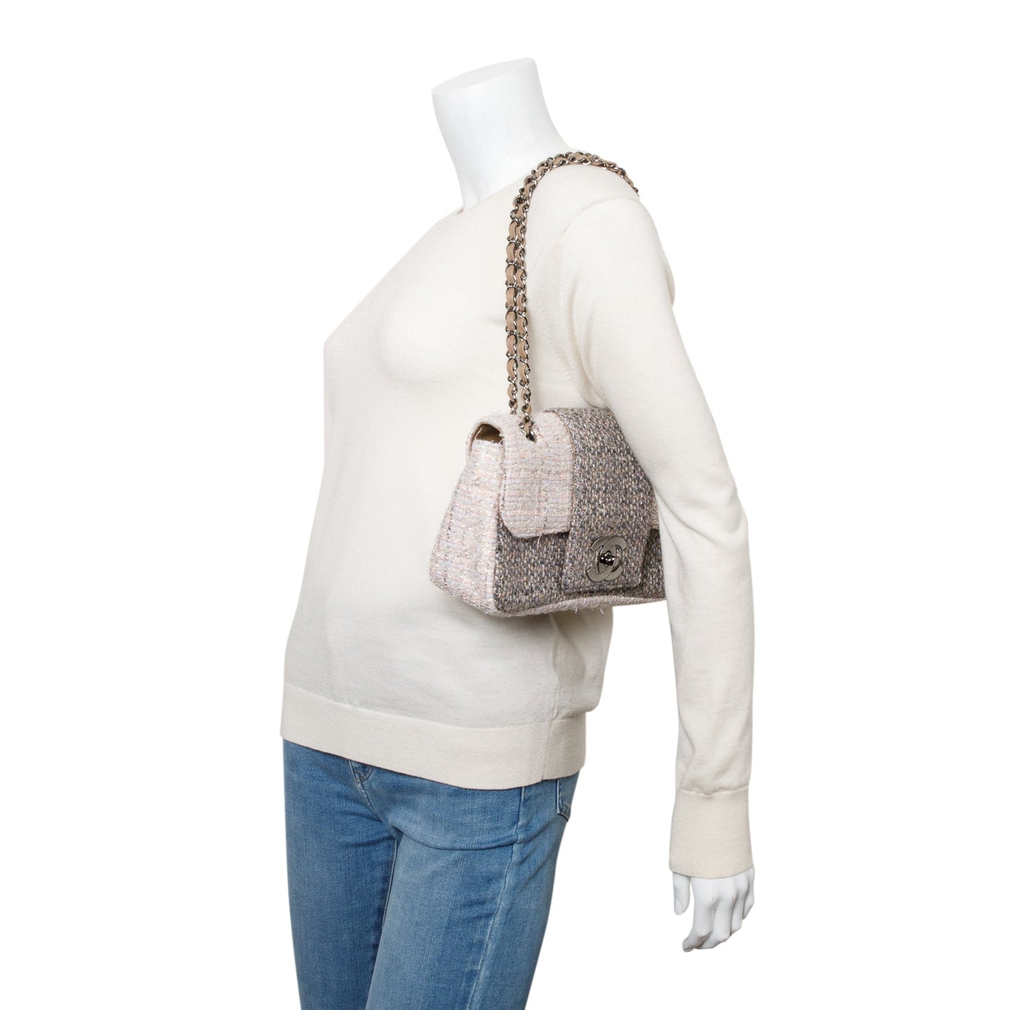 Chanel Tweed Fantasy Flap Grey Multicolor Travel Bag