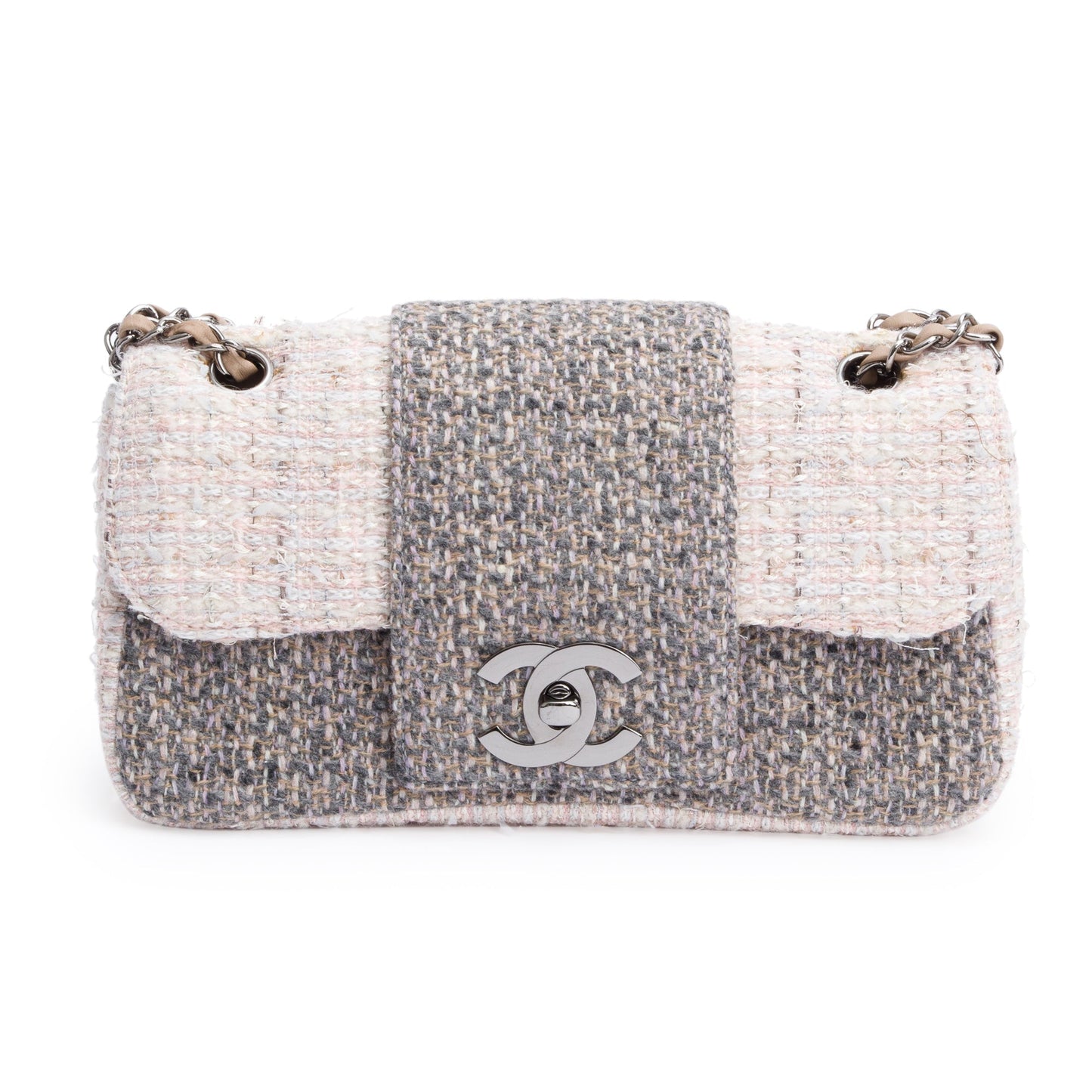Chanel Tweed Fantasy Flap Grey Multicolor Travel Bag