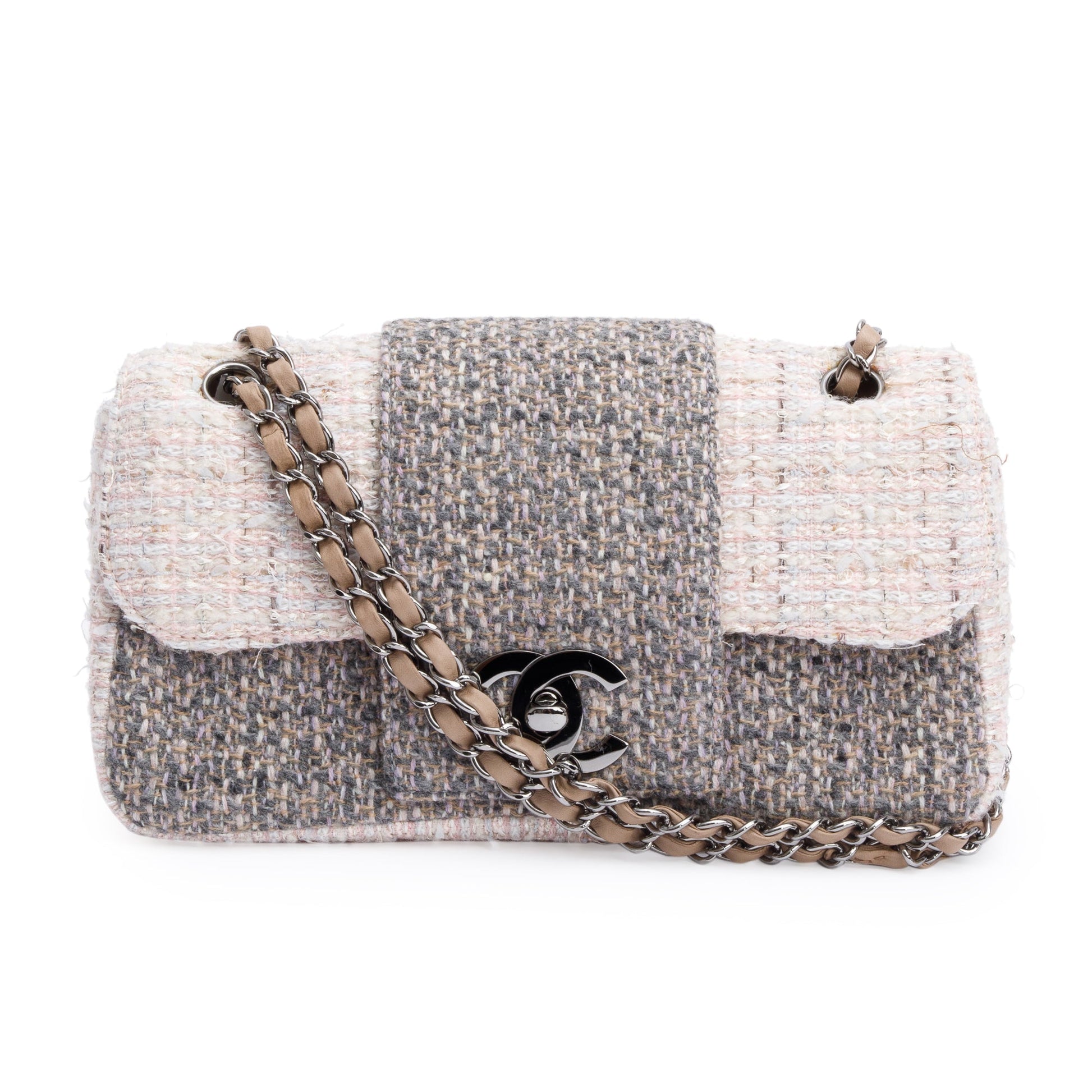 Chanel Tweed Fantasy Flap Grey Multicolor Travel Bag