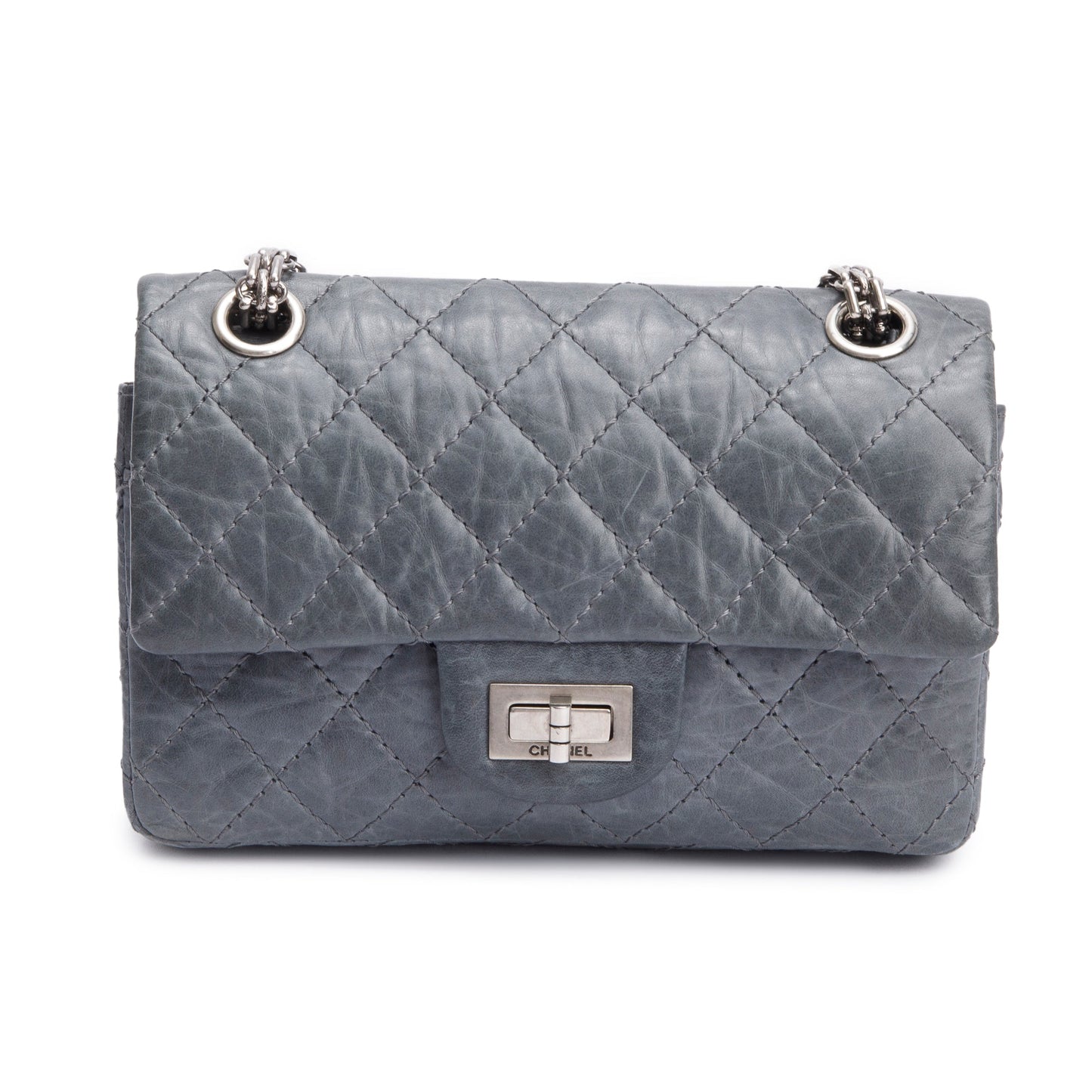 Chanel Quilted 2.55 Reissue Double Flap Leather Calfskin Grey Travel Bag