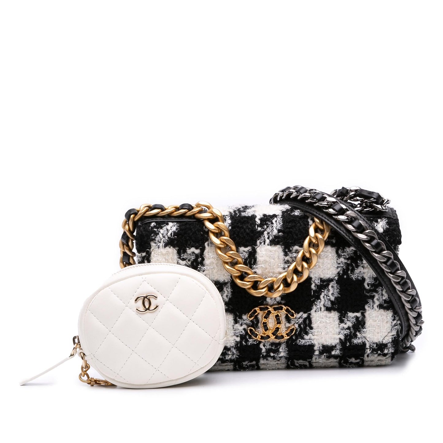 Chanel Houndstooth Tweed 19 On Wallet Case