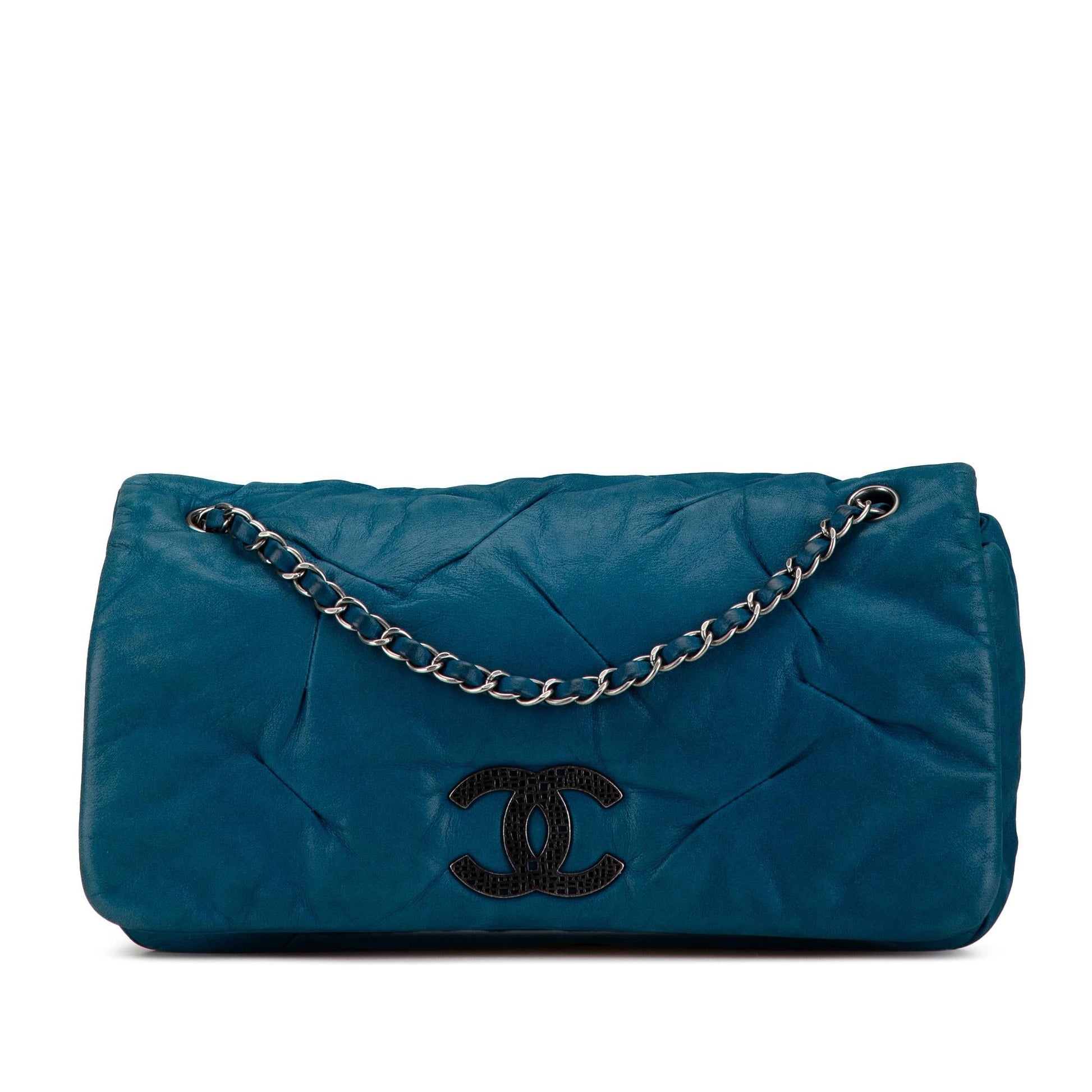 Chanel Iridescent Calfskin East West Glint Flap Handbag