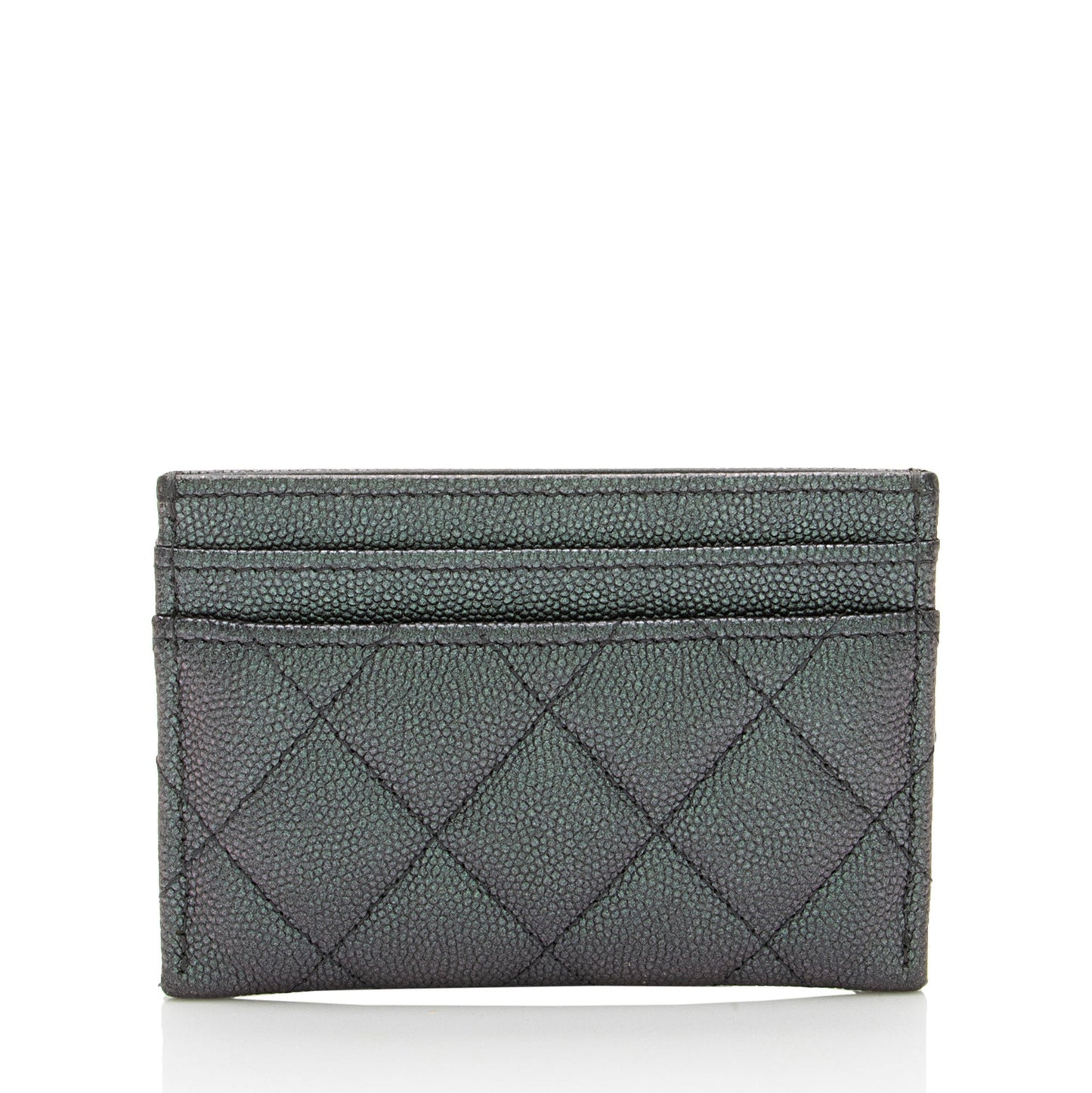 Chanel Iridescent Caviar CC Card Holder Leather Wallet Case