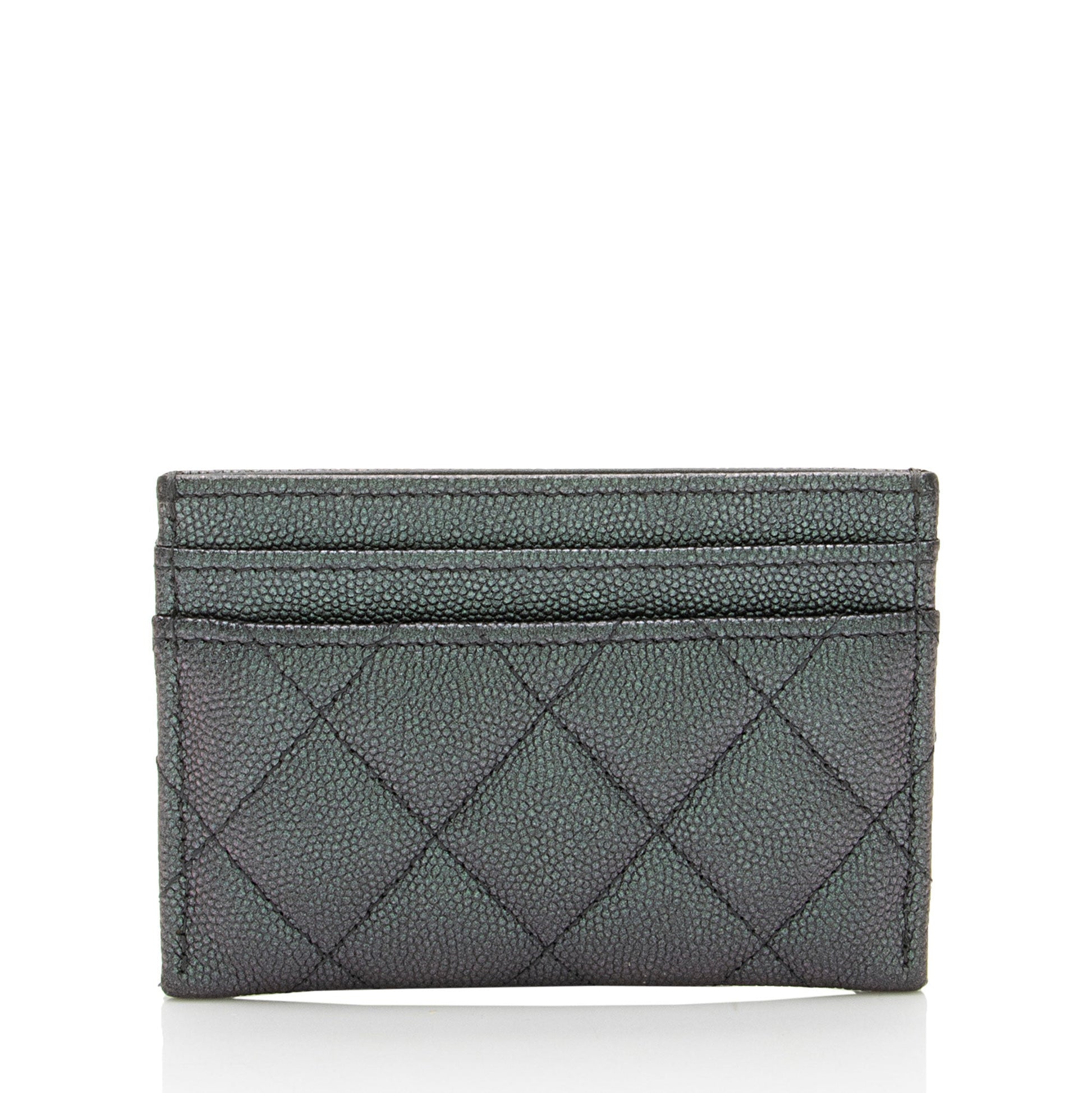 Chanel Iridescent Caviar CC Card Holder Leather Wallet Case